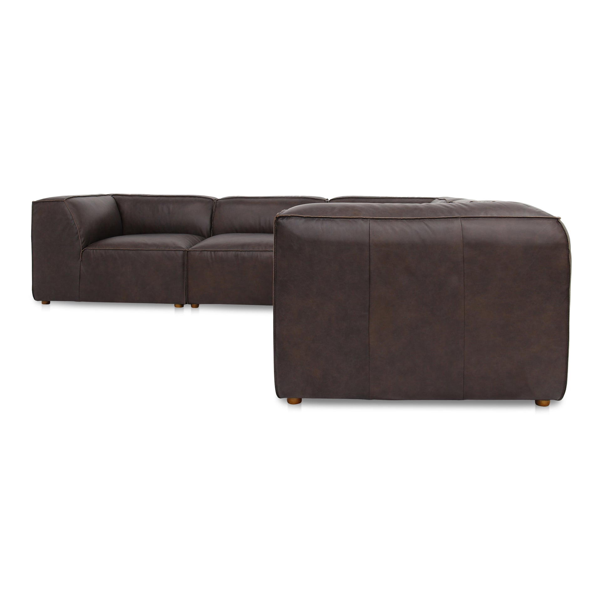 Aribeth Classic L Modular Sectional Sofa, Top-Grain Leather, Feather-Fill Cushions, Zig Zag Support, Espresso Brown