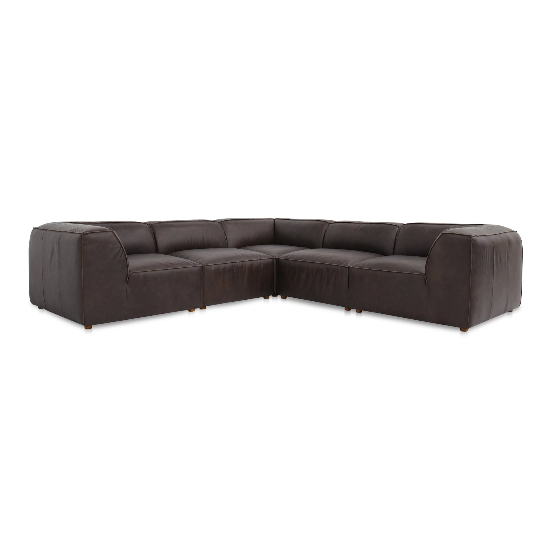 Aribeth Classic L Modular Sectional Sofa, Top-Grain Leather, Feather-Fill Cushions, Zig Zag Support, Espresso Brown