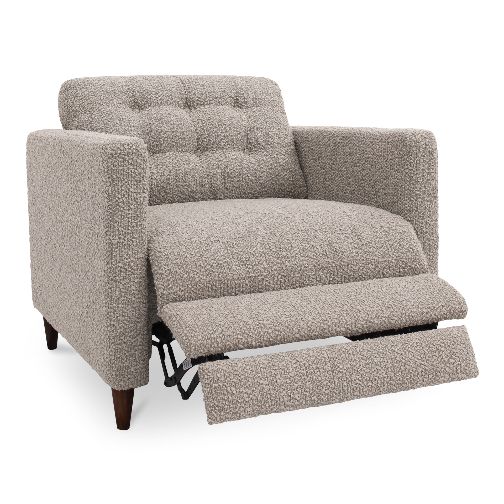 Ariadne Recliner Chair, Power Motion, Solid Wood Frame, Warm Grey Bouclé Upholstery