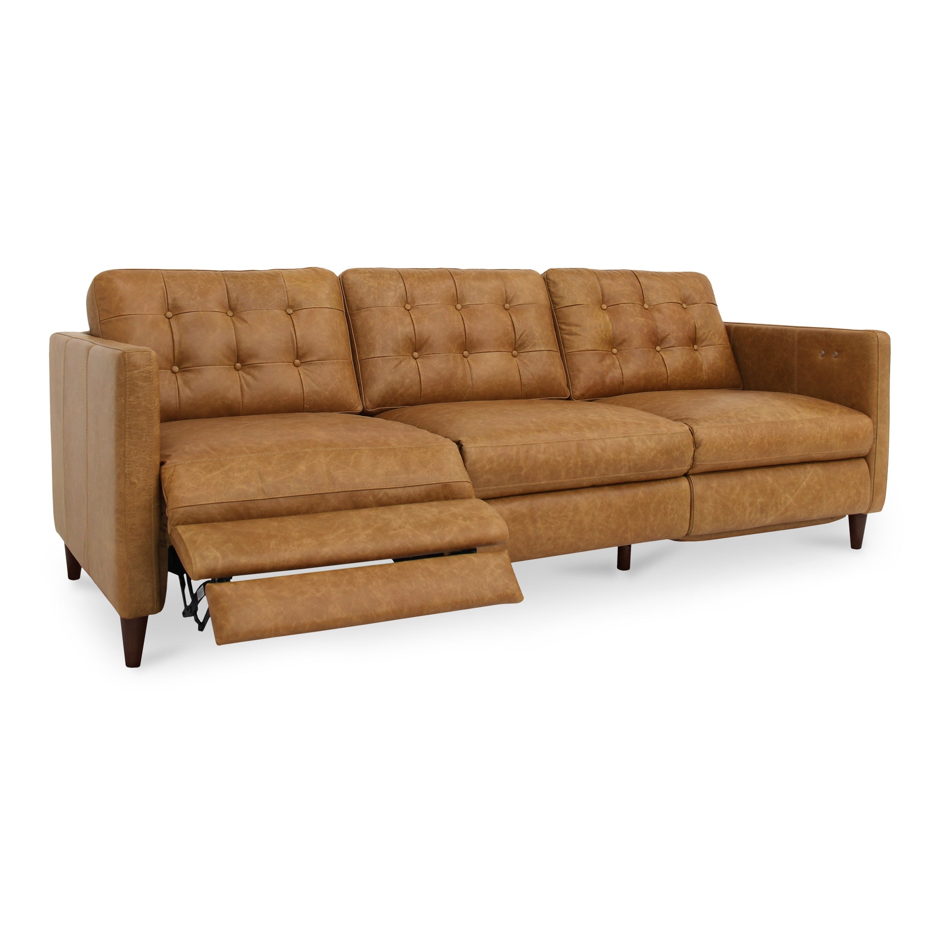 Ariadne Recliner Sofa, Power Motion, Solid Wood Frame, 3 Seater, Vintage Tan Top Grain Leather