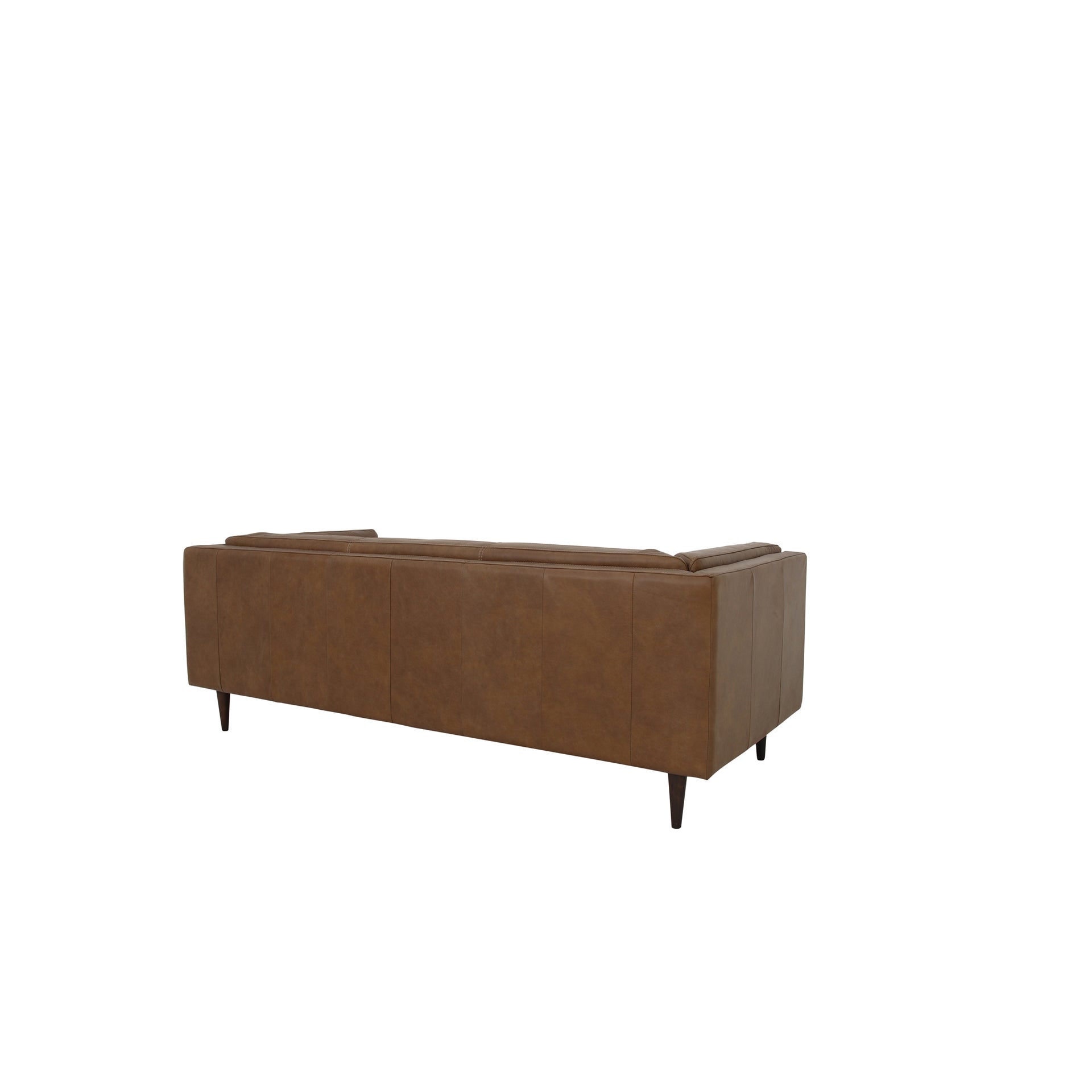 Torlan Sofa, Mid-Century Top Grain Leather, Tapered Legs, Seating for Three, Brown