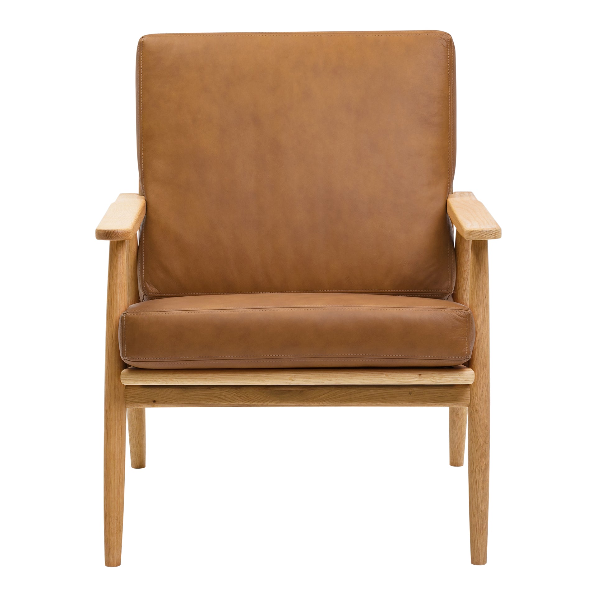 Elowen, Slipper Chair Top-Grain Leather, Solid Oak Frame, Tan