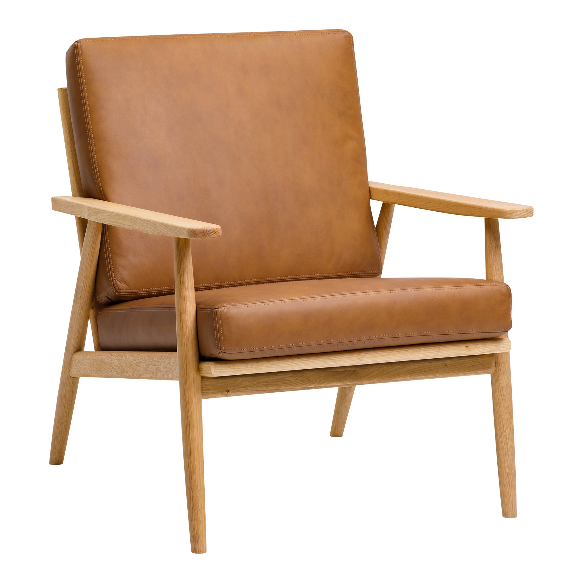 Elowen, Slipper Chair Top-Grain Leather, Solid Oak Frame, Tan
