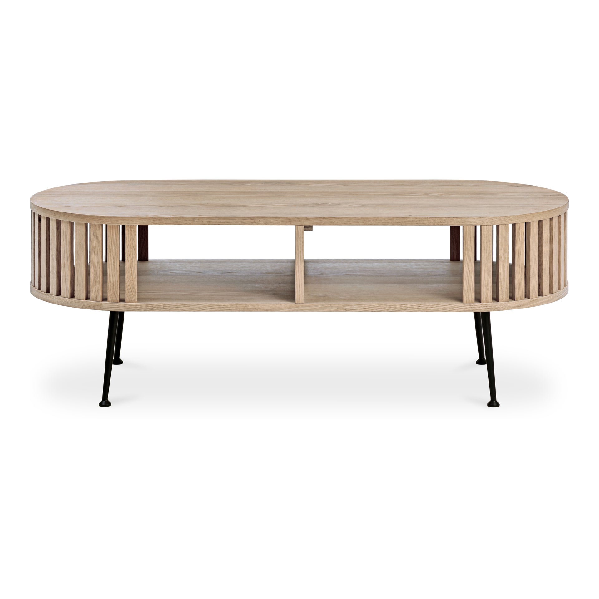 Jules, Coffee Table Oval Solid Oak with Steel Legs, Natural