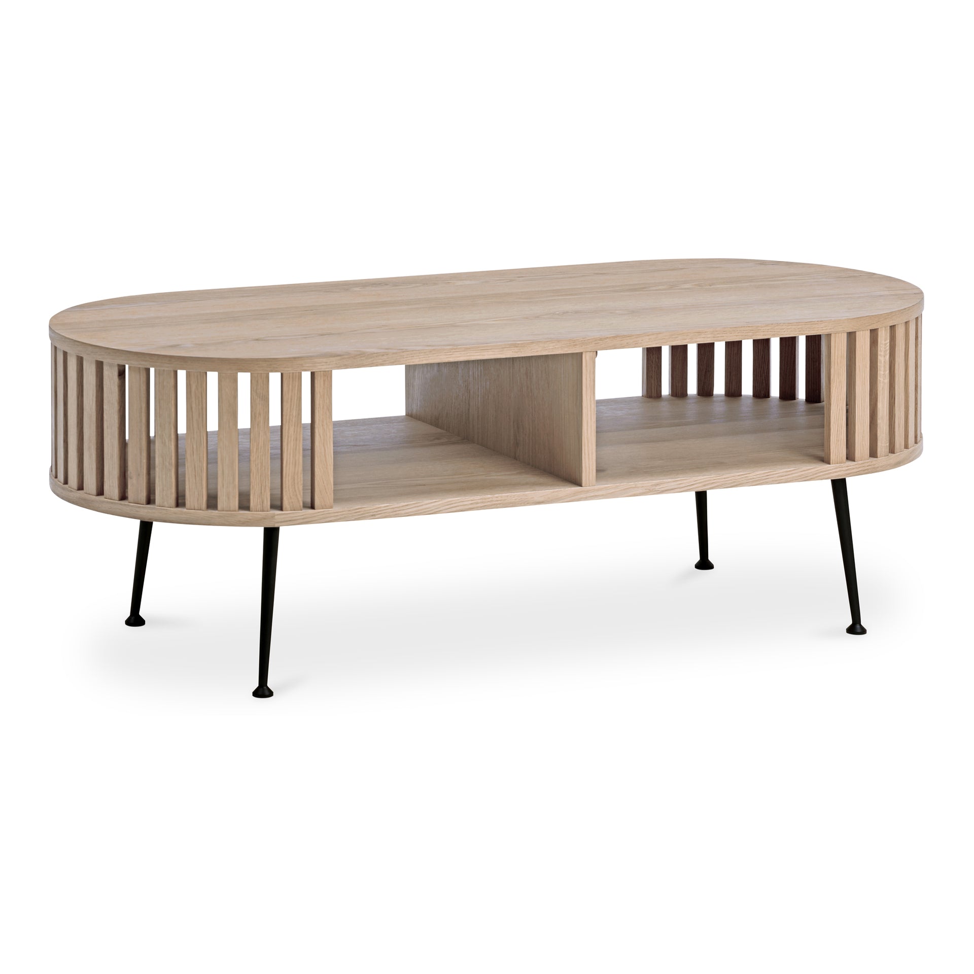 Jules, Coffee Table Oval Solid Oak with Steel Legs, Natural