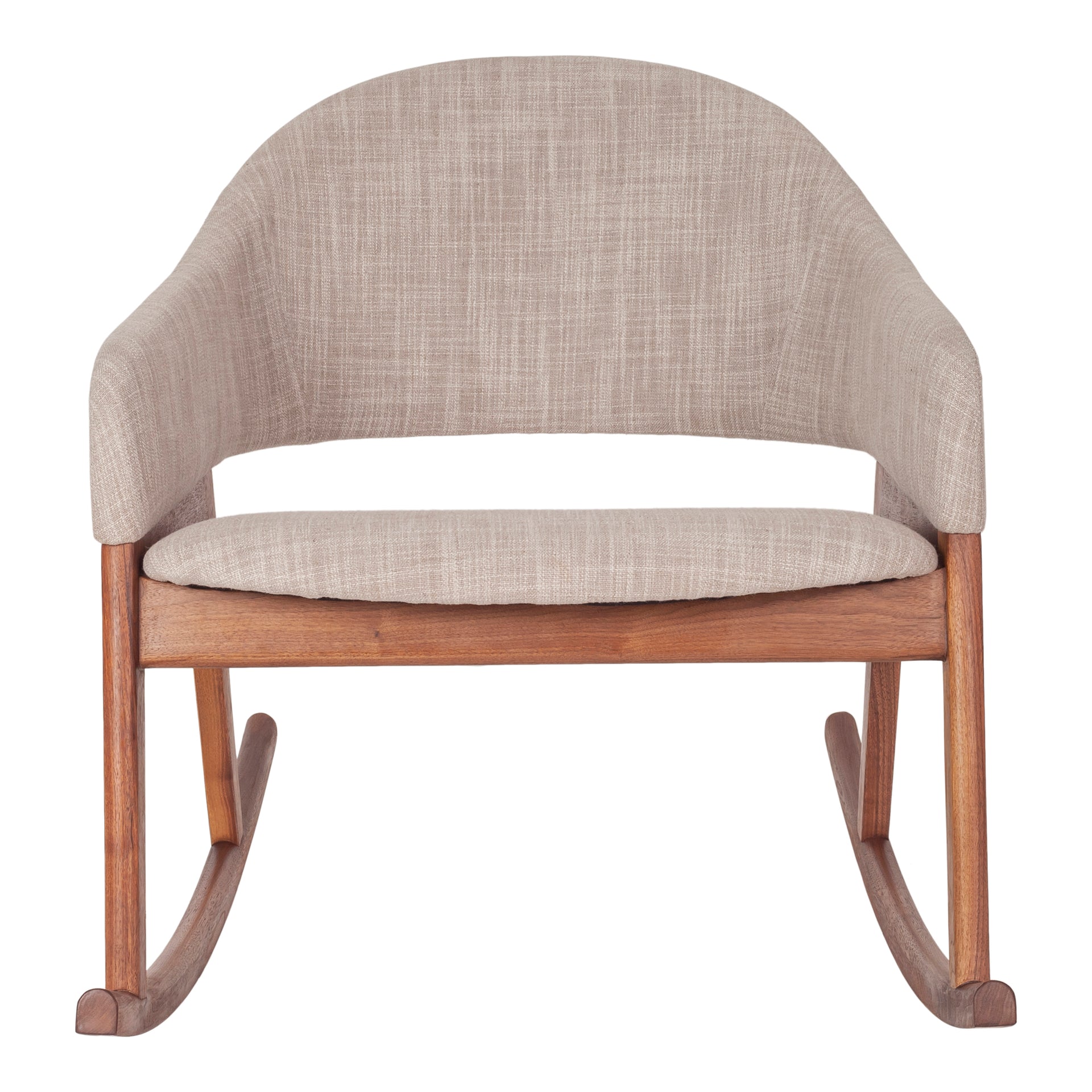 Hawthorne Rocking Chair, Scandinavian Solid Walnut Frame, High-Density Foam, Light Brown