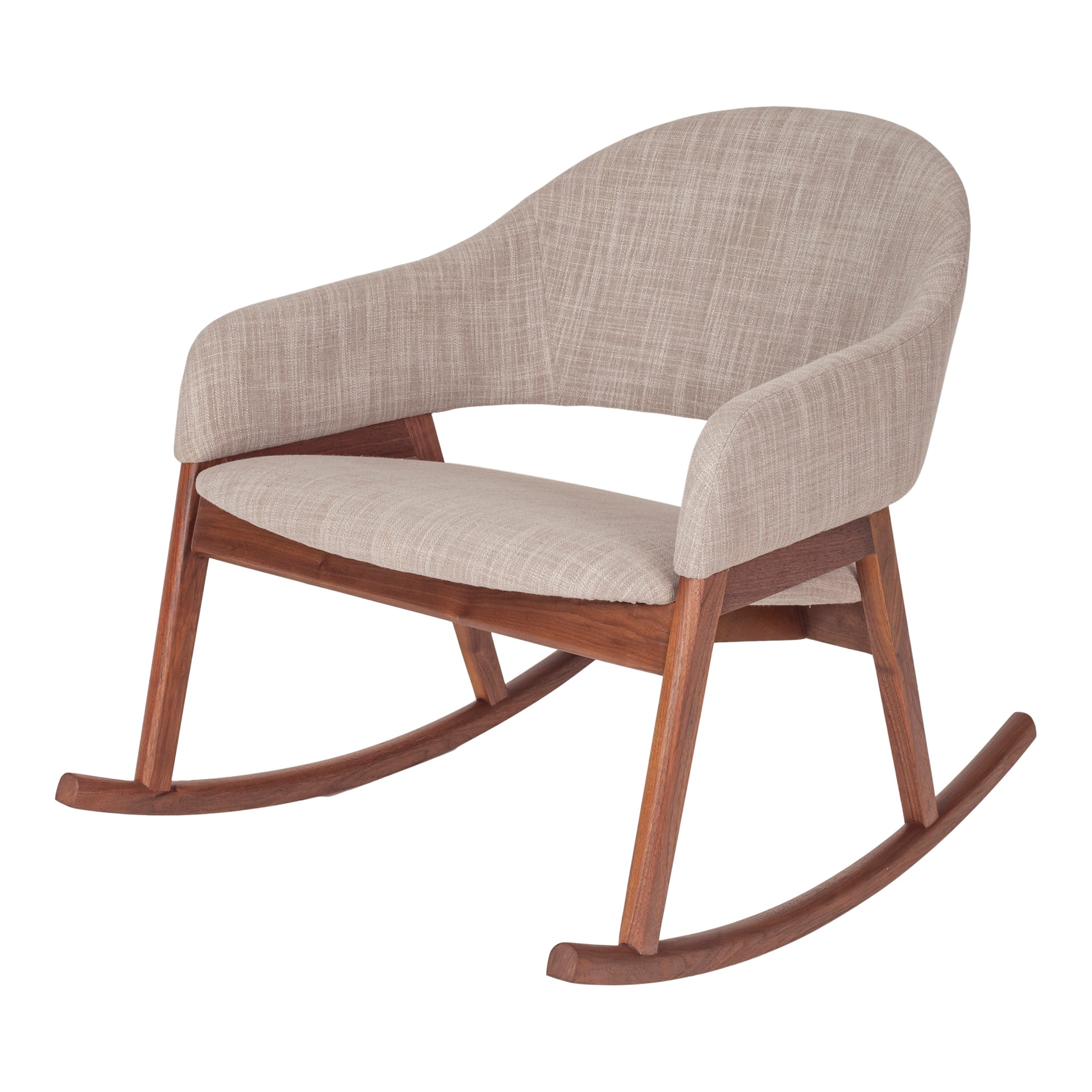 Hawthorne Rocking Chair, Scandinavian Solid Walnut Frame, High-Density Foam, Light Brown