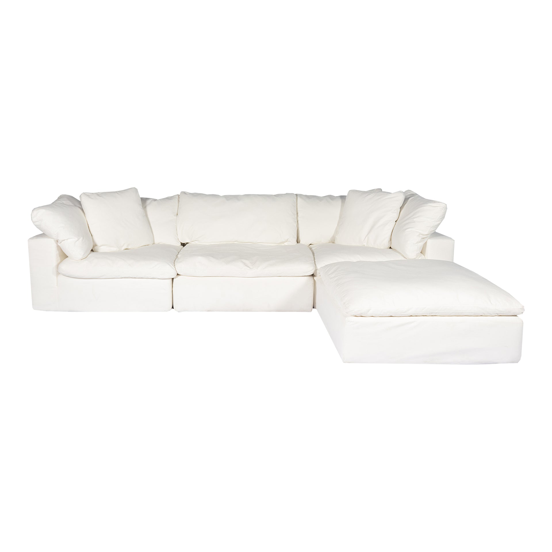 Rigel Lounge, Scandinavian Modular Sectional, Livesmart Stain Resistant Fabric Upholstery, 4 Seater, White