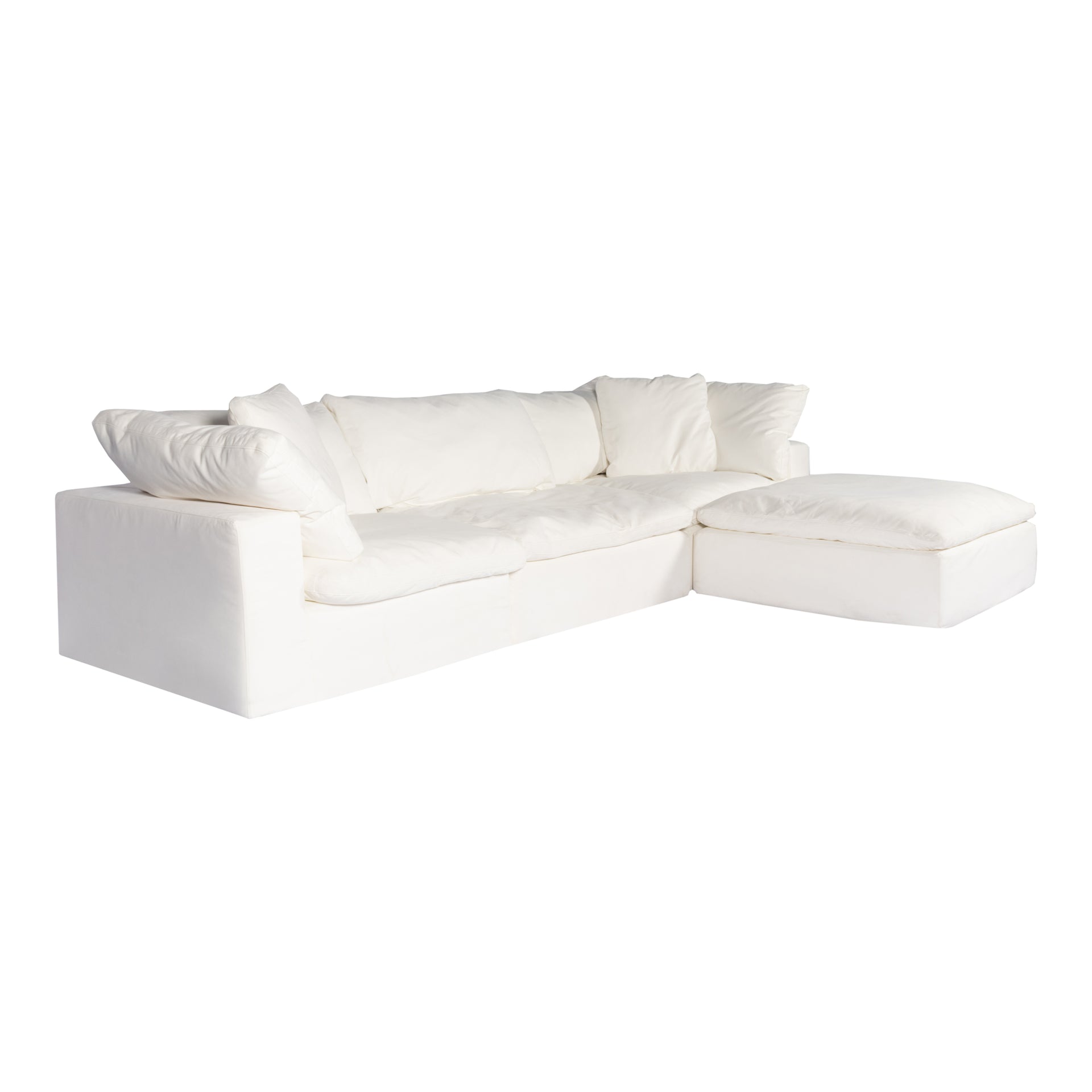 Rigel Lounge, Scandinavian Modular Sectional, Livesmart Stain Resistant Fabric Upholstery, 4 Seater, White