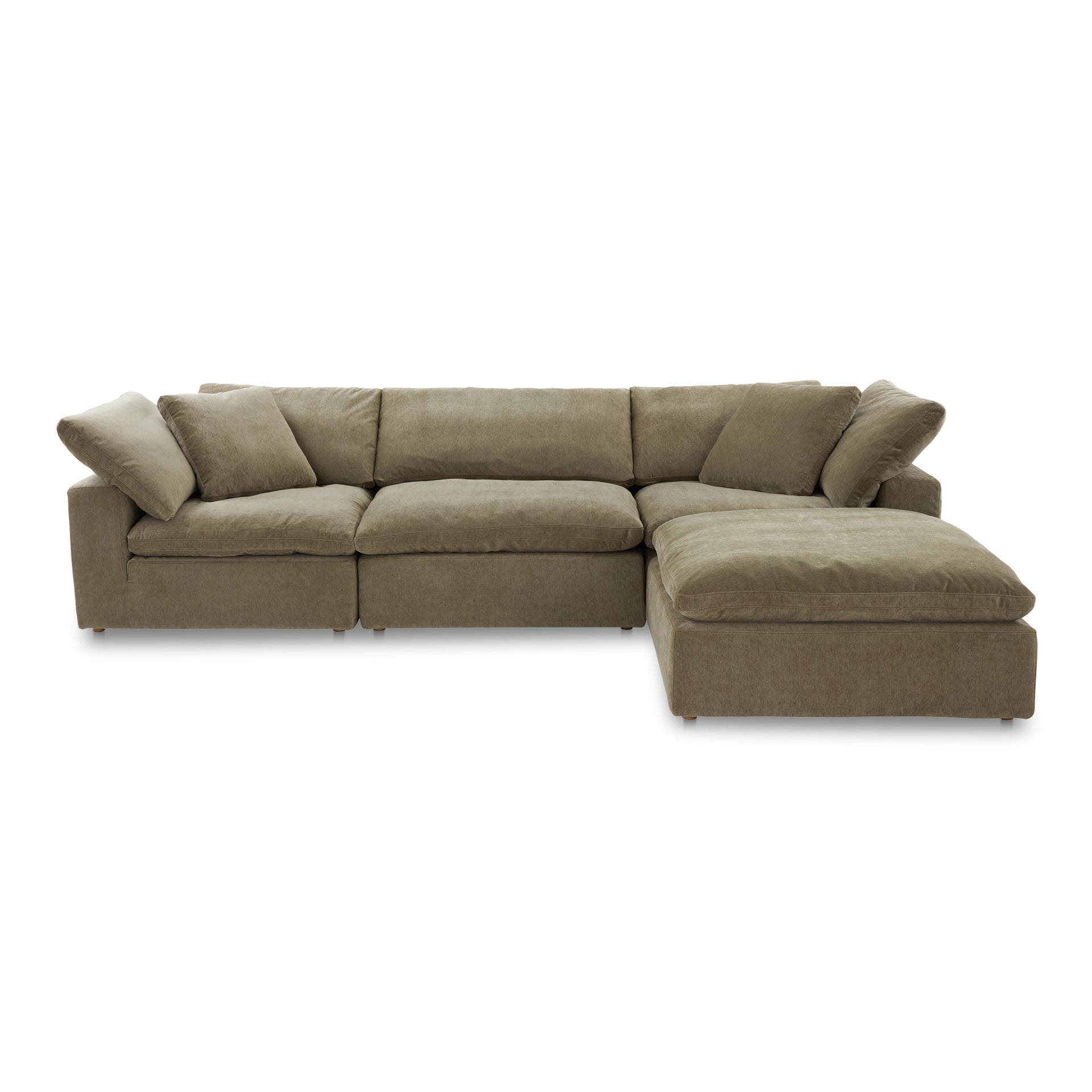 Rigel Lounge, Scandinavian Modular Sectional, Resist Performance Fabric Upholstery, 4 Seater, Desert Sage