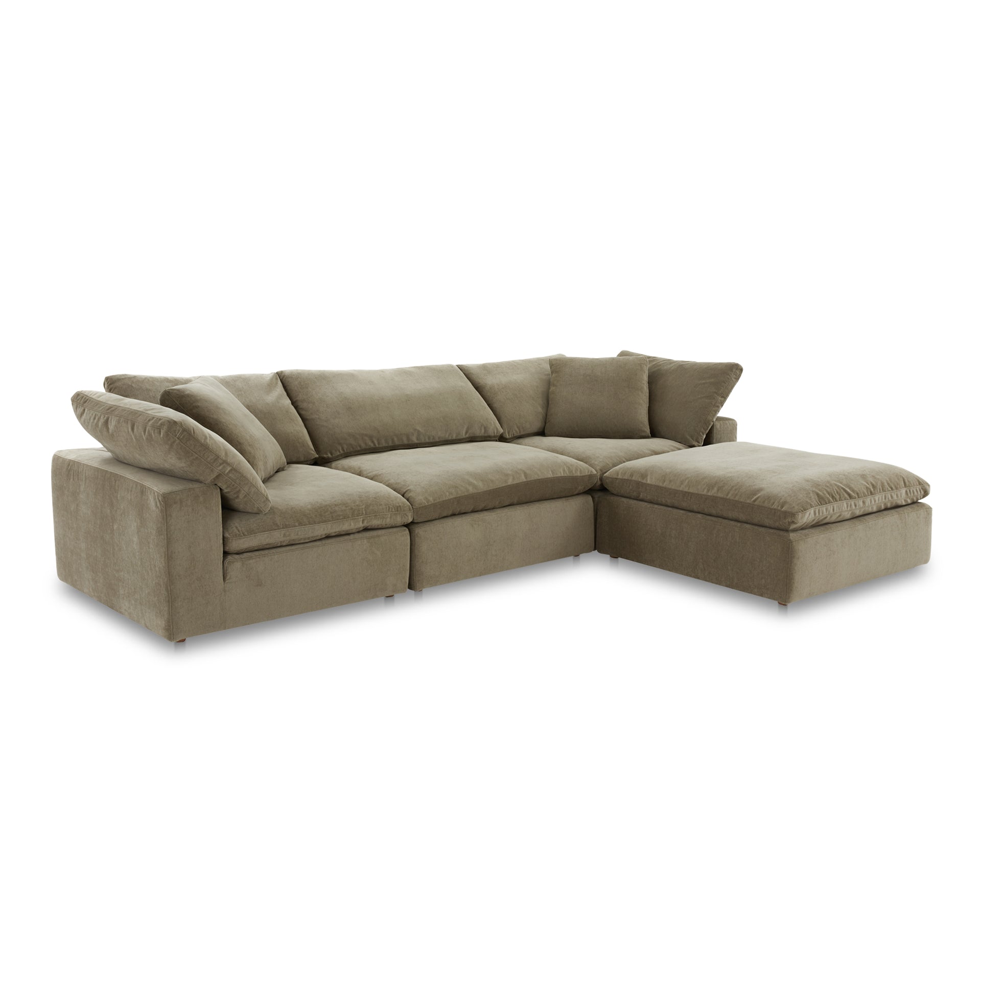 Rigel Lounge, Scandinavian Modular Sectional, Resist Performance Fabric Upholstery, 4 Seater, Desert Sage