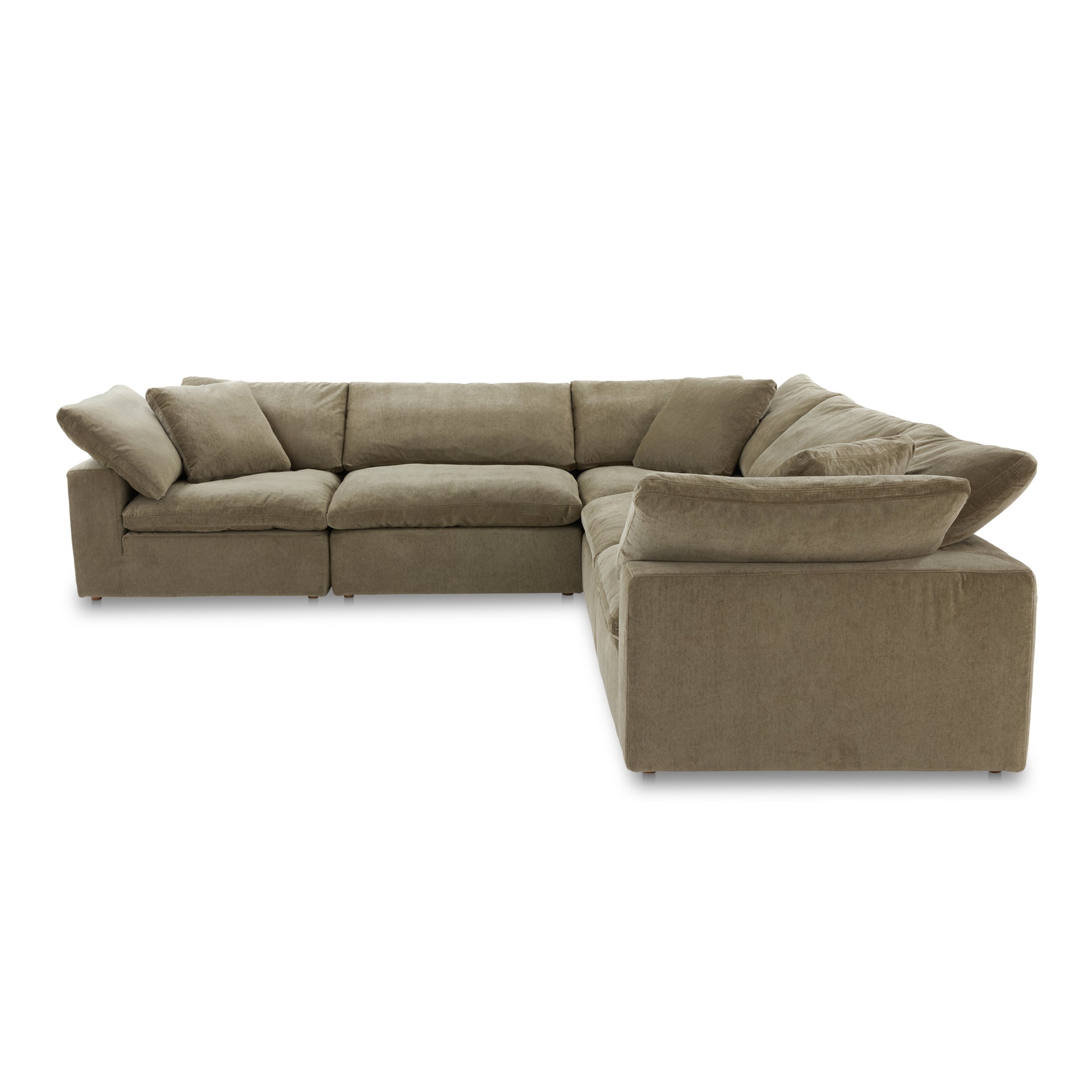 Rigel Classic L, Scandinavian Modular Sectional, Resist Performance Fabric Upholstery, 5 Seater, Desert Sage