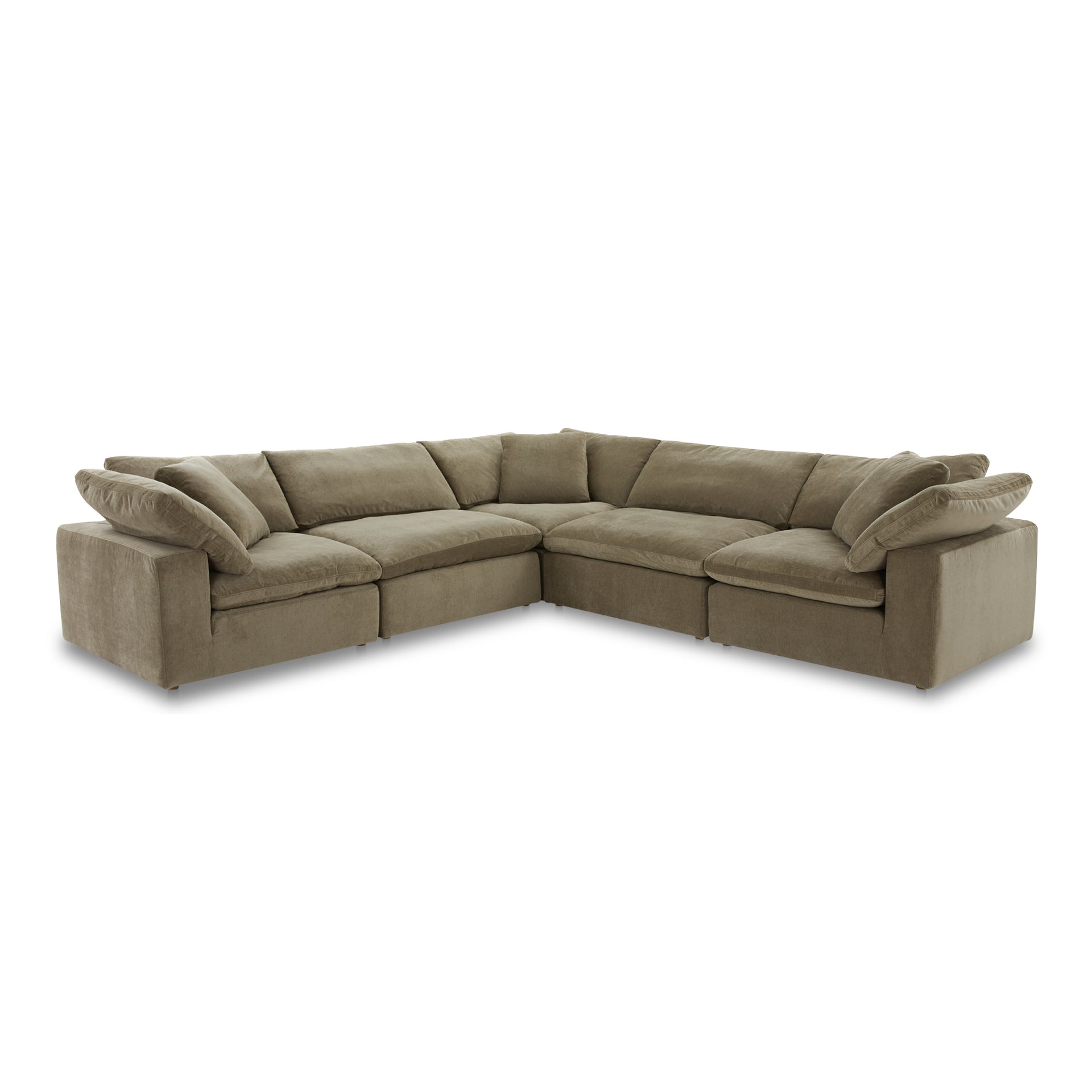 Rigel Classic L, Scandinavian Modular Sectional, Resist Performance Fabric Upholstery, 5 Seater, Desert Sage