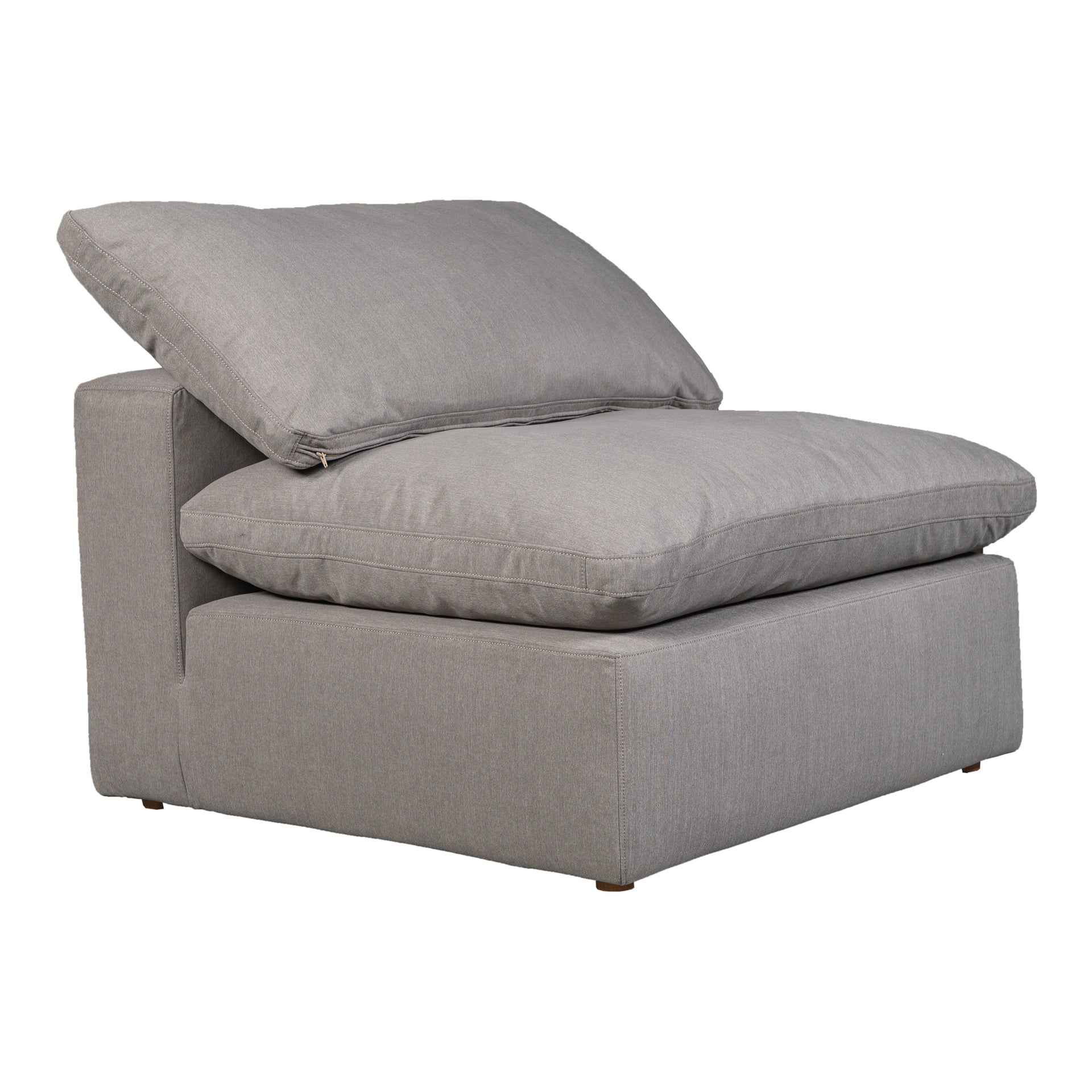 Jeremy, Slipper Chair Livesmart Stain Resistant Fabric Wood and Plywood Frame, Light Grey