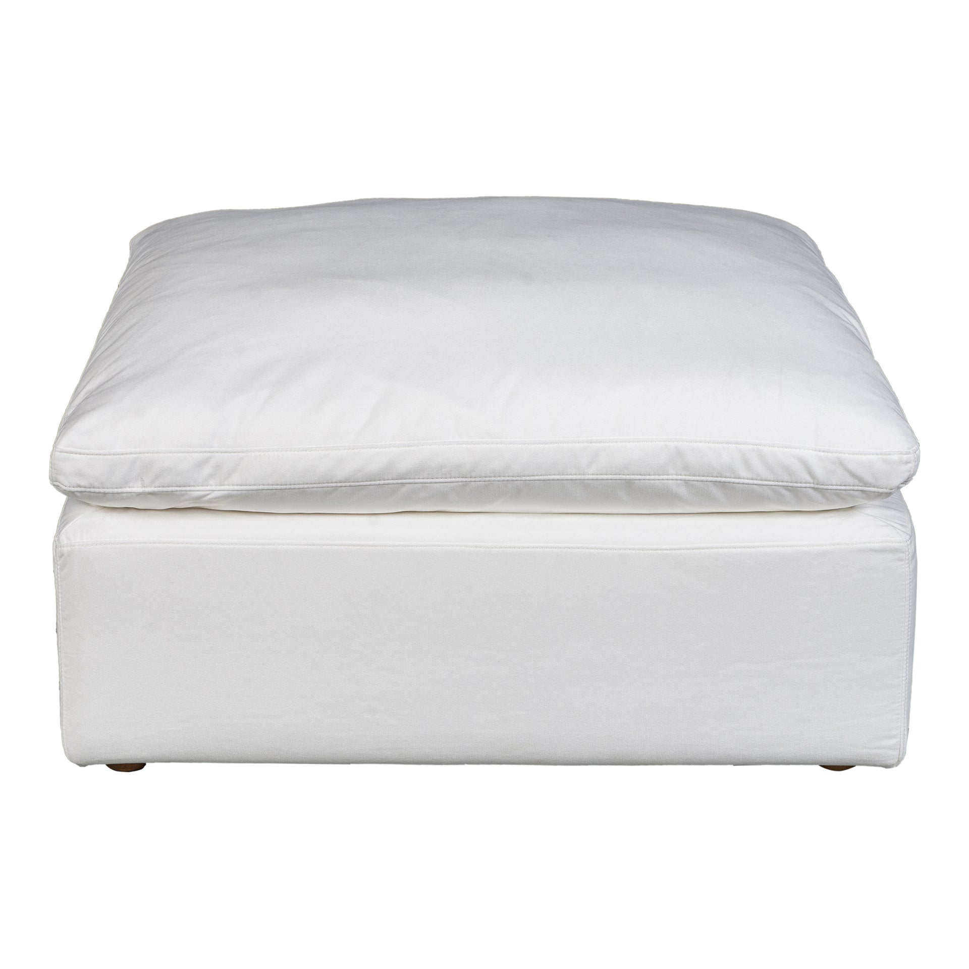 Jeremy, Ottoman, Polyester Livesmart Stain Resistant Fabric, Feather-Blend Cushioning, Cream White
