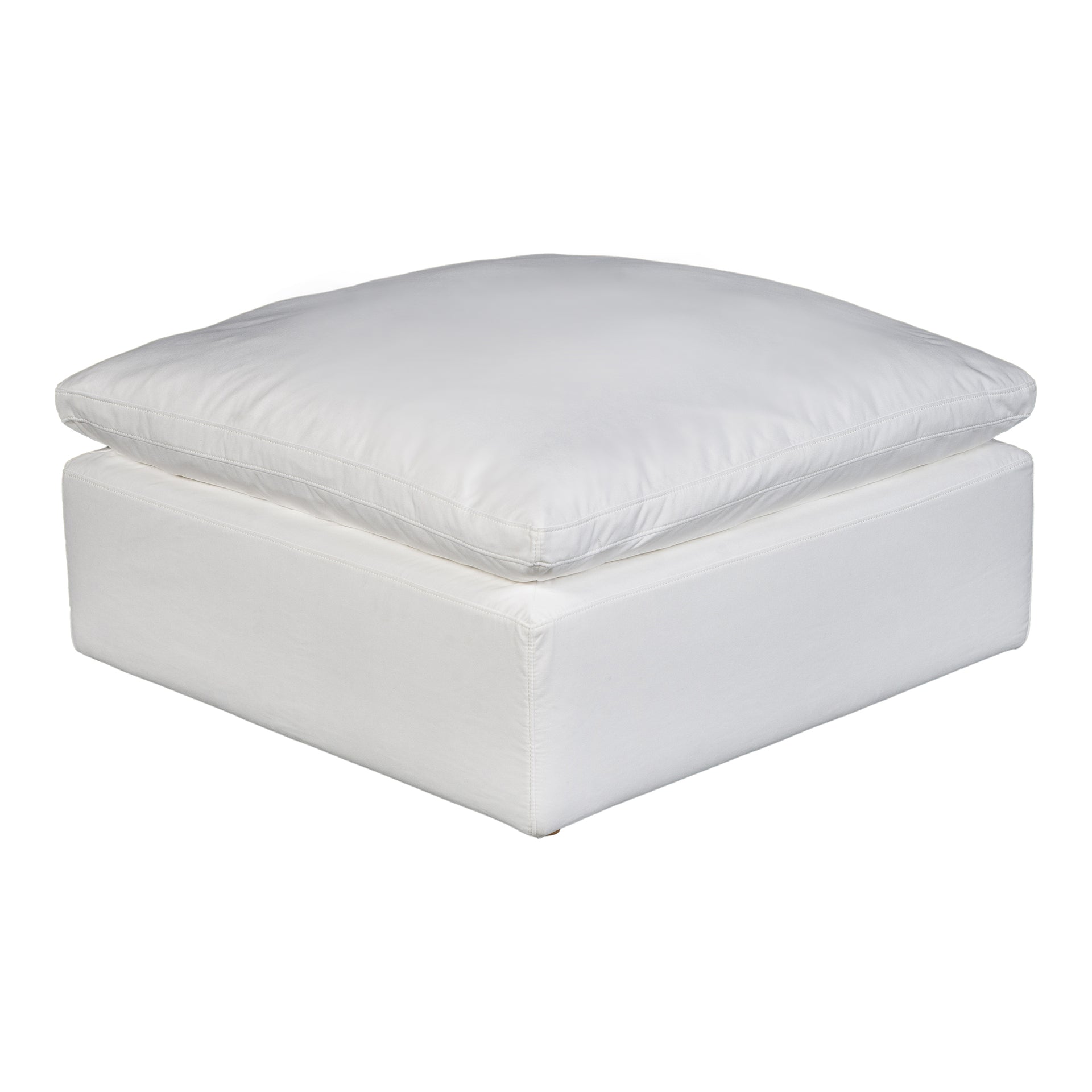 Jeremy, Ottoman, Polyester Livesmart Stain Resistant Fabric, Feather-Blend Cushioning, Cream White