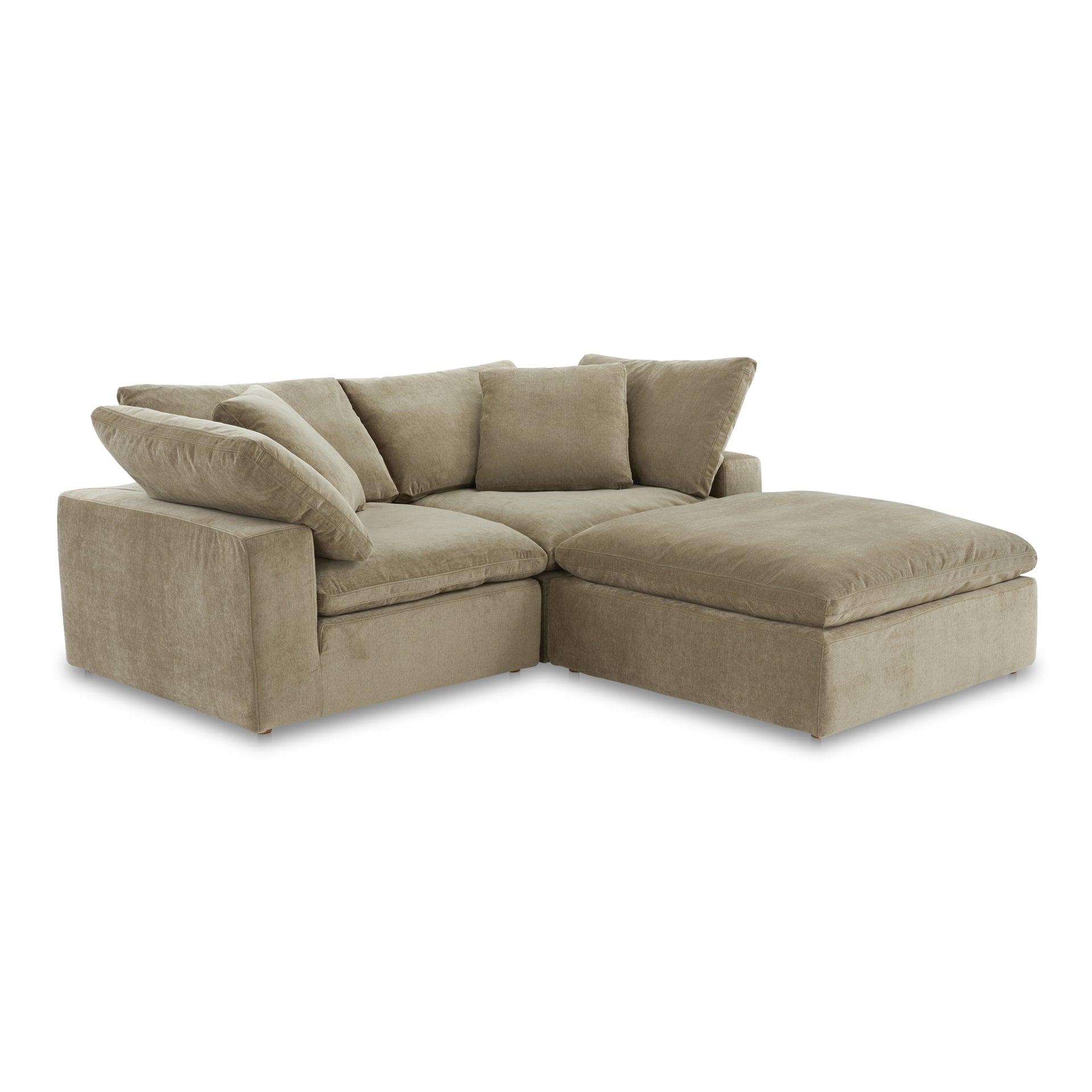 Jeremy Nook, Scandinavian Modular Sectional, Performance Technology Fabric Upholstery, 3 Seater, Desert Sage