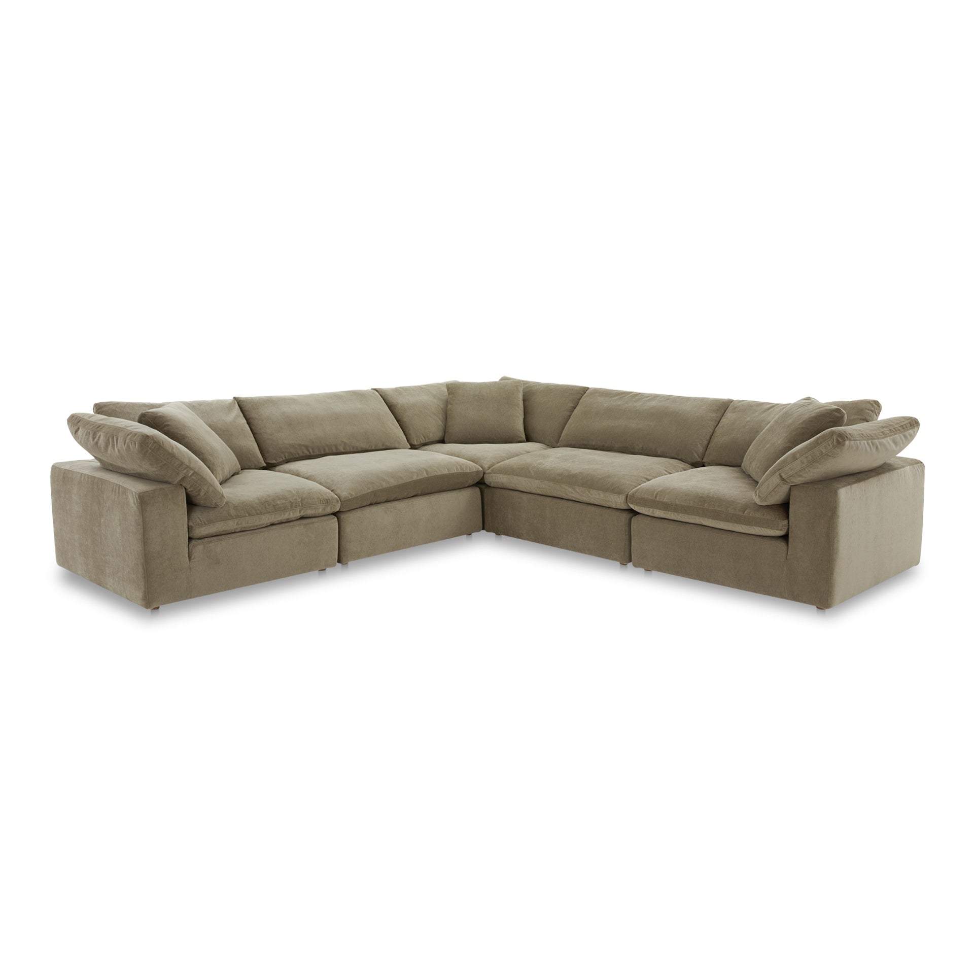 Jeremy Classic L, Scandinavian Modular Sectional, Performance Technology Fabric Upholstery, 5 Seater, Desert Sage