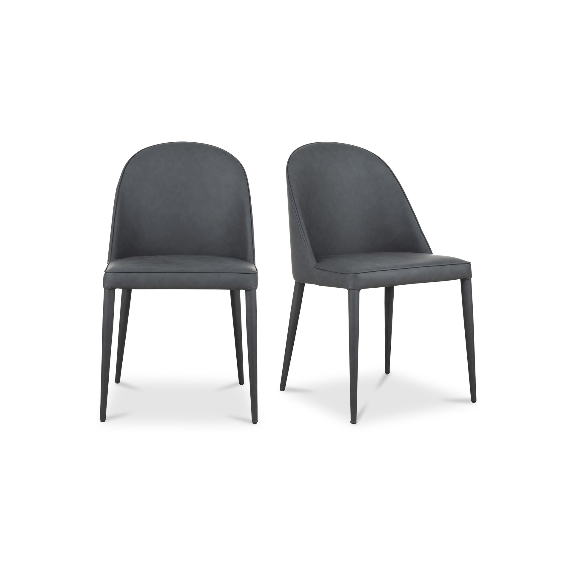 Thorne Dining Chair, Vegan Leather Upholstery with Iron Frame, Black Fade - Set of 2
