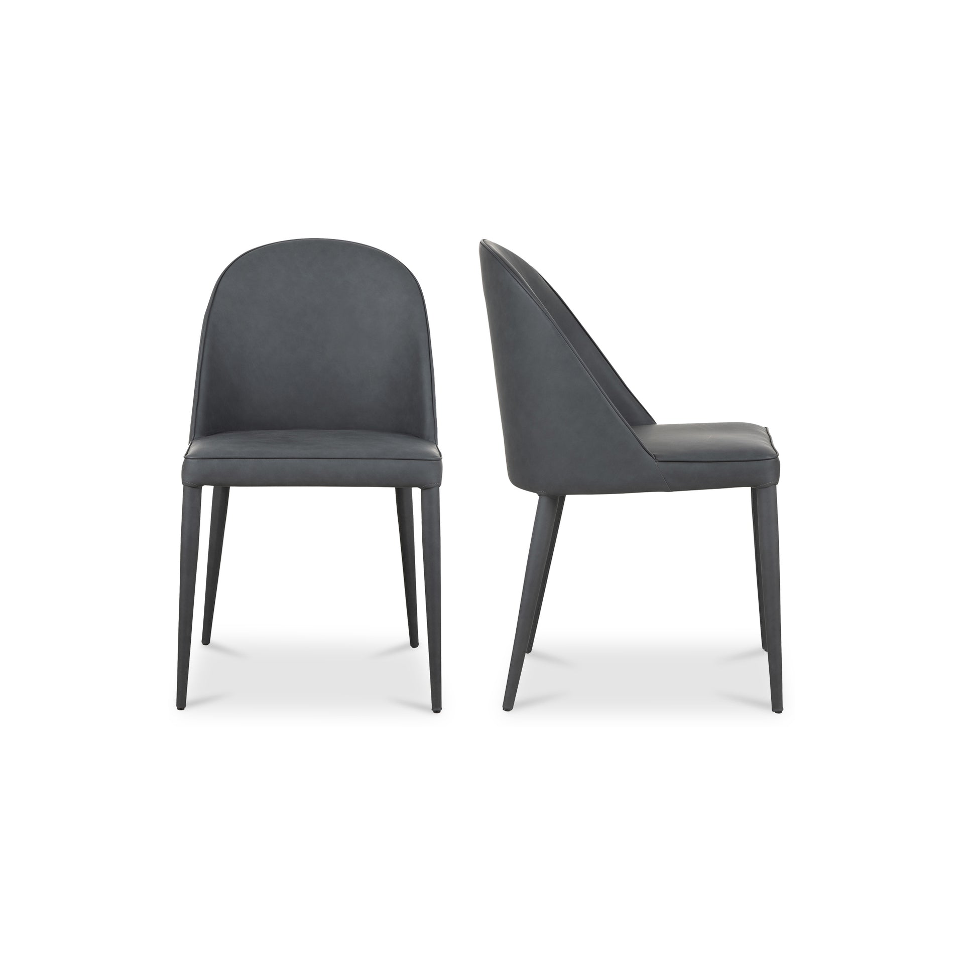 Thorne Dining Chair, Vegan Leather Upholstery with Iron Frame, Black Fade - Set of 2