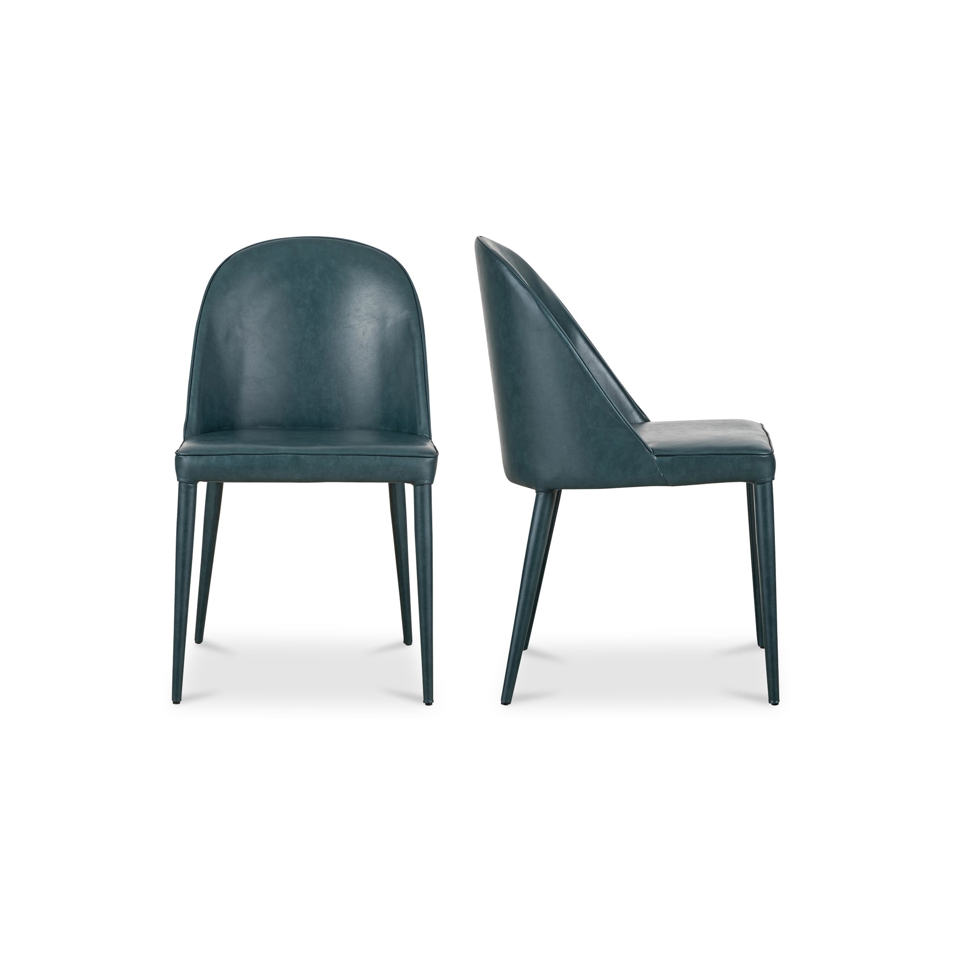 Thorne Dining Chair, Vegan Leather Upholstery with Iron Frame, Dark Teal - Set of 2