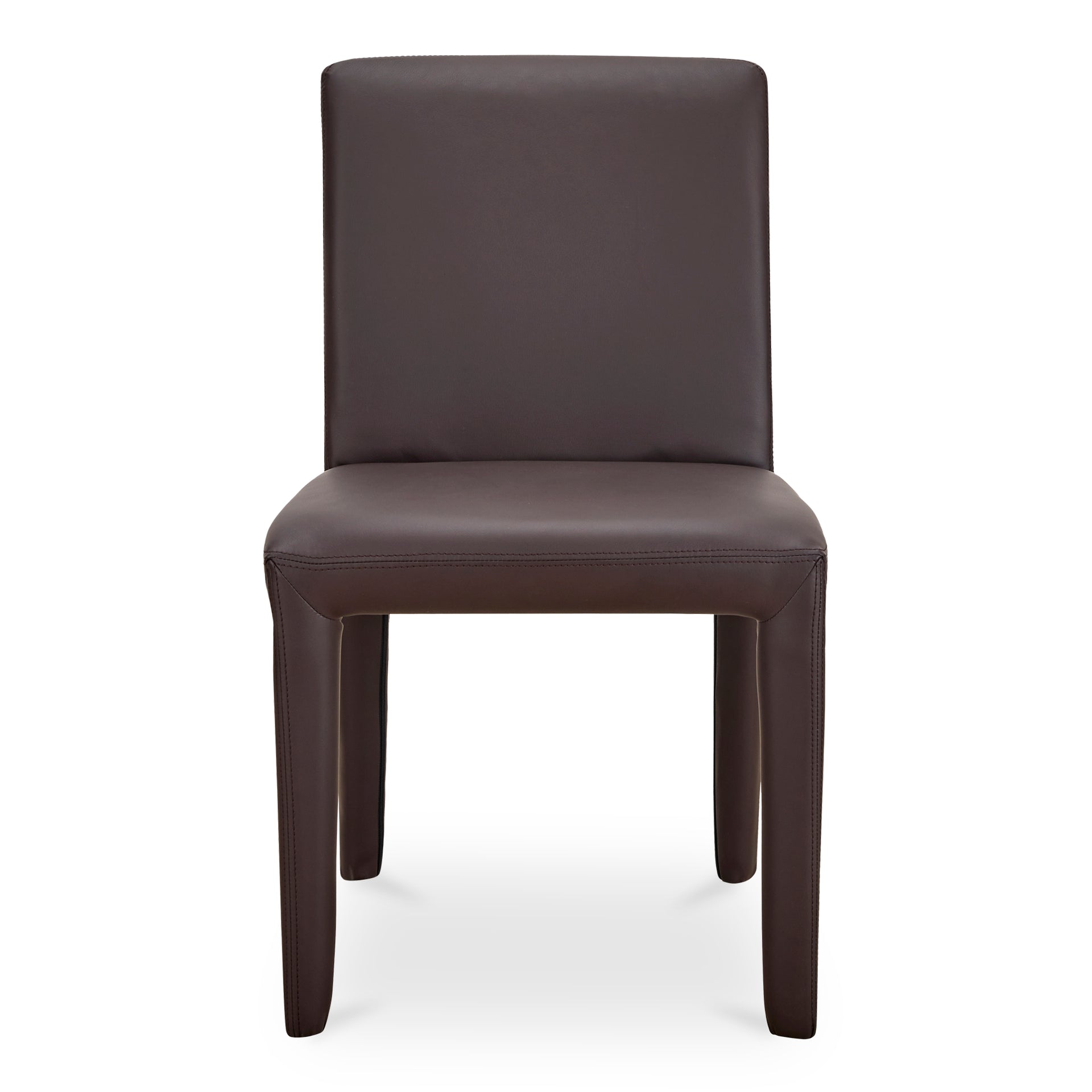 Mirabel Dining Chair, Vegan Leather Upholstery, Iron Frame, Dark Brown - Set of 2