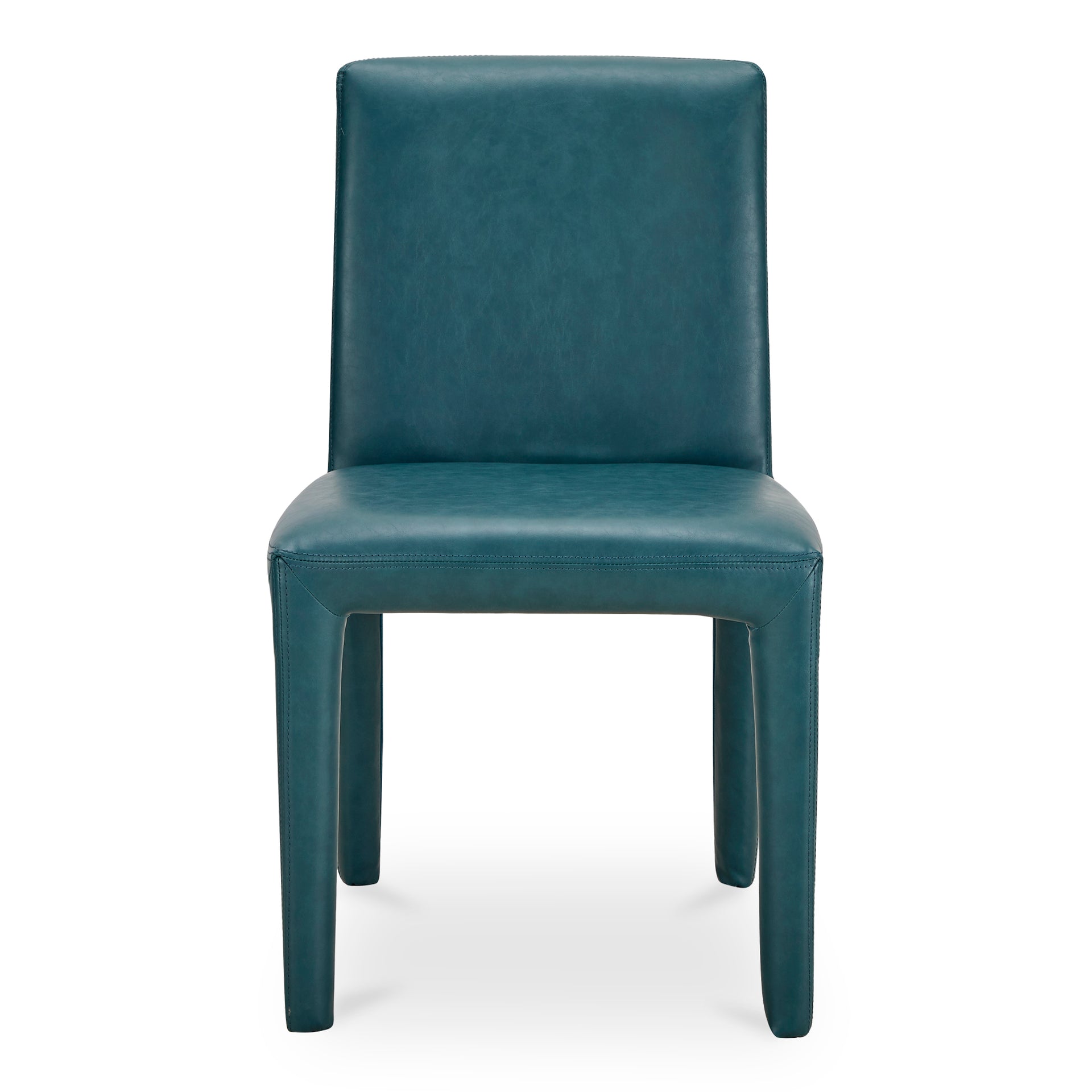 Mirabel Dining Chair, Vegan Leather Upholstery, Iron Frame, Teal - Set of 2