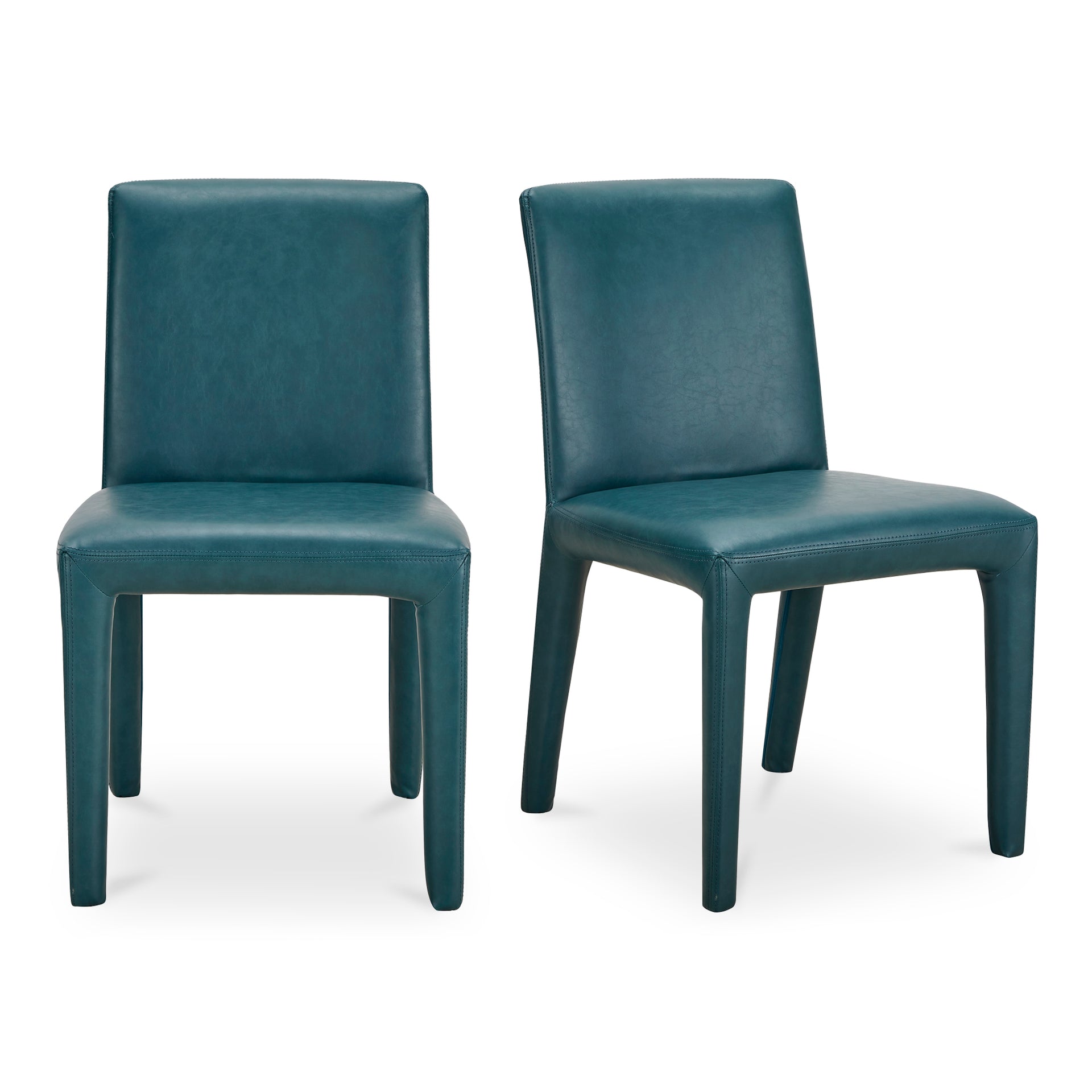 Mirabel Dining Chair, Vegan Leather Upholstery, Iron Frame, Teal - Set of 2