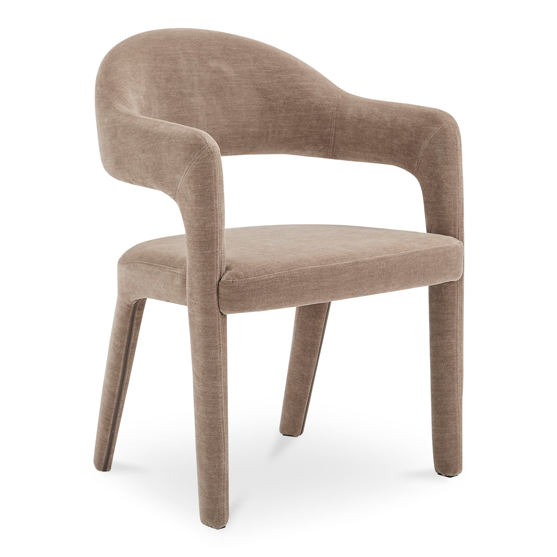 Bryn Dining Chair, Open Barrel Back, Upholstered Seat, Metal Frame, Camel