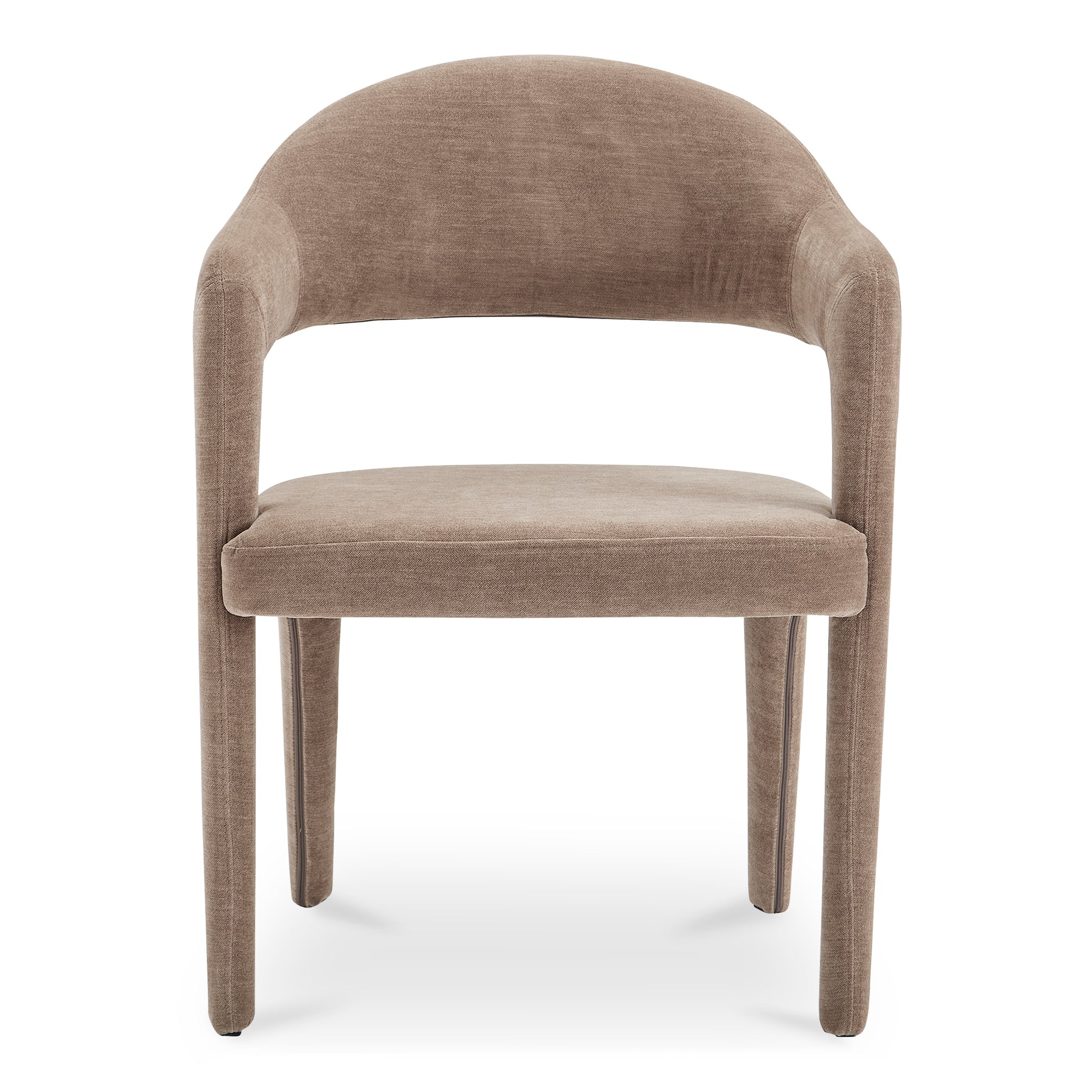 Bryn Dining Chair, Open Barrel Back, Upholstered Seat, Metal Frame, Camel