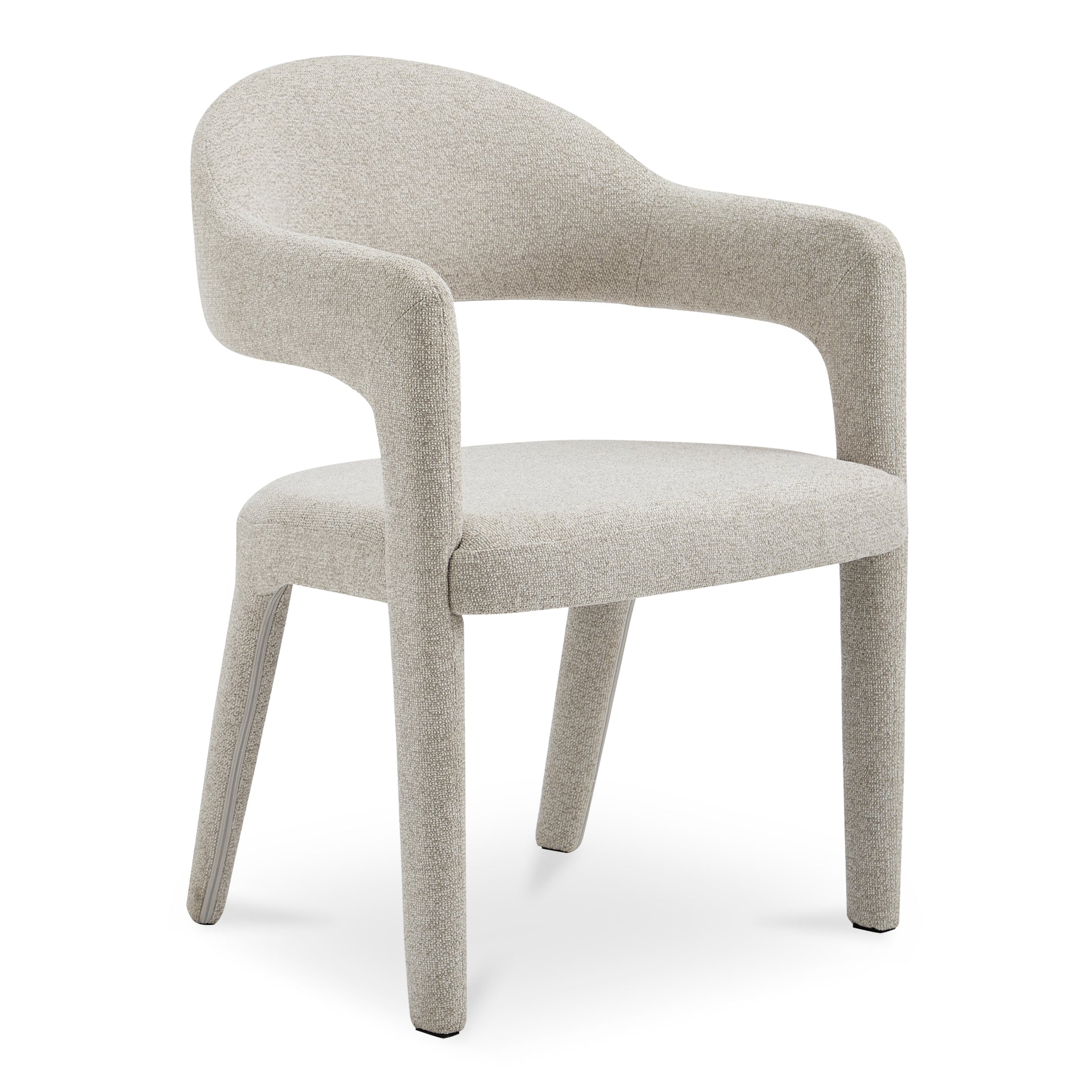 Bryn Dining Chair, Open Barrel Back, Performance Fabric, Iron Frame, Beige