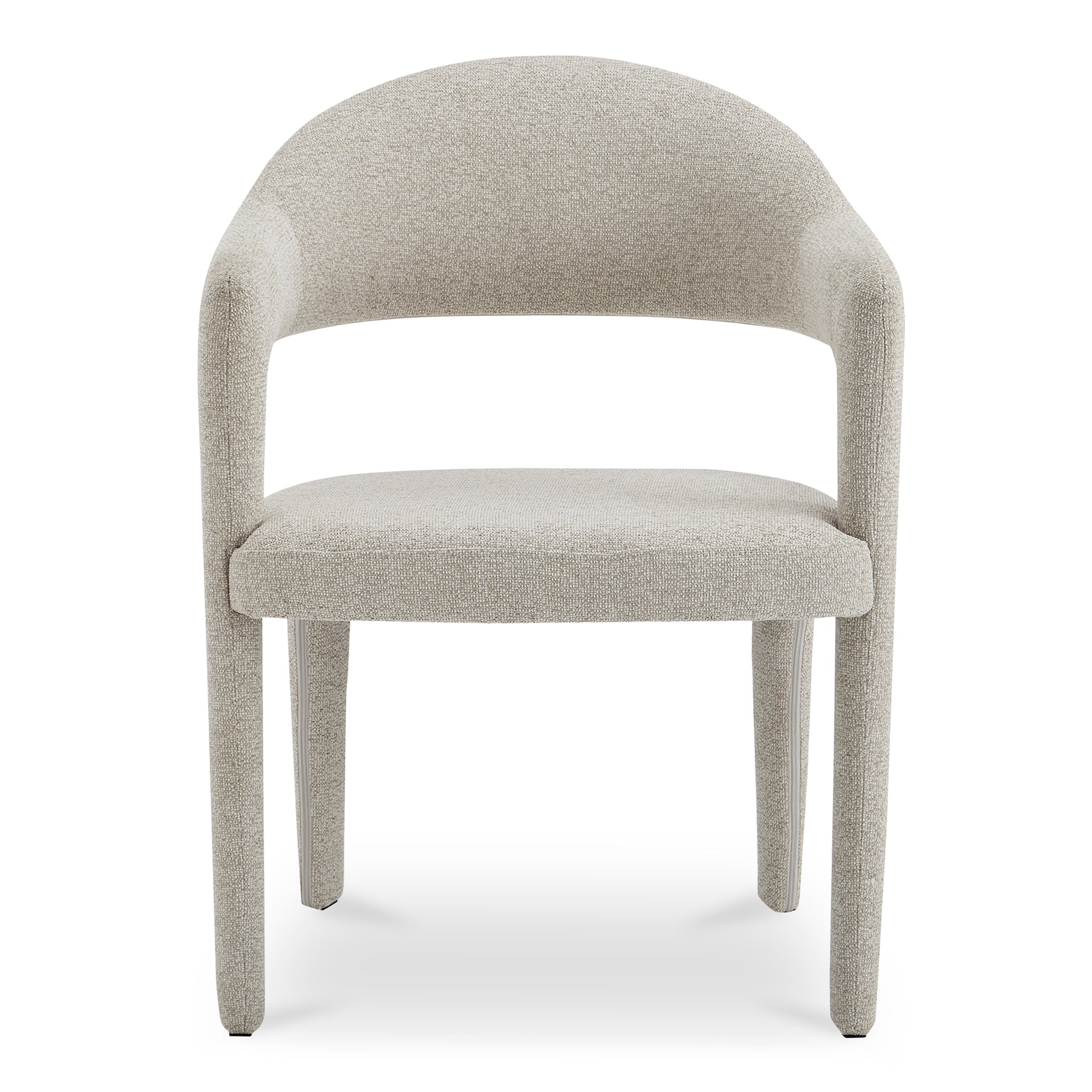 Bryn Dining Chair, Open Barrel Back, Performance Fabric, Iron Frame, Beige