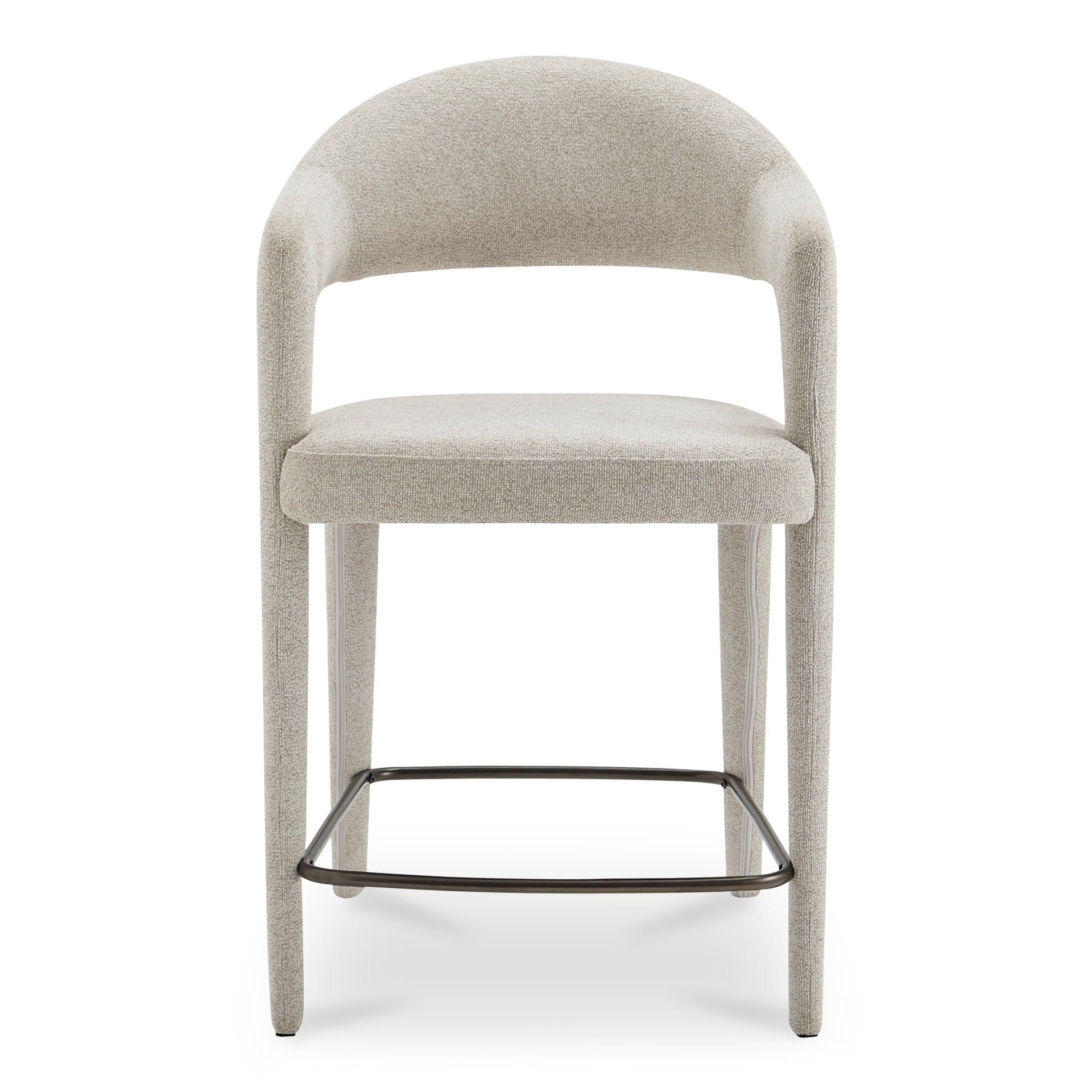Bryn Counter Stool, Open Barrel Back, Performance Fabric Upholstery, Metal Frame, Seat Height 26.4 Inches, Beige