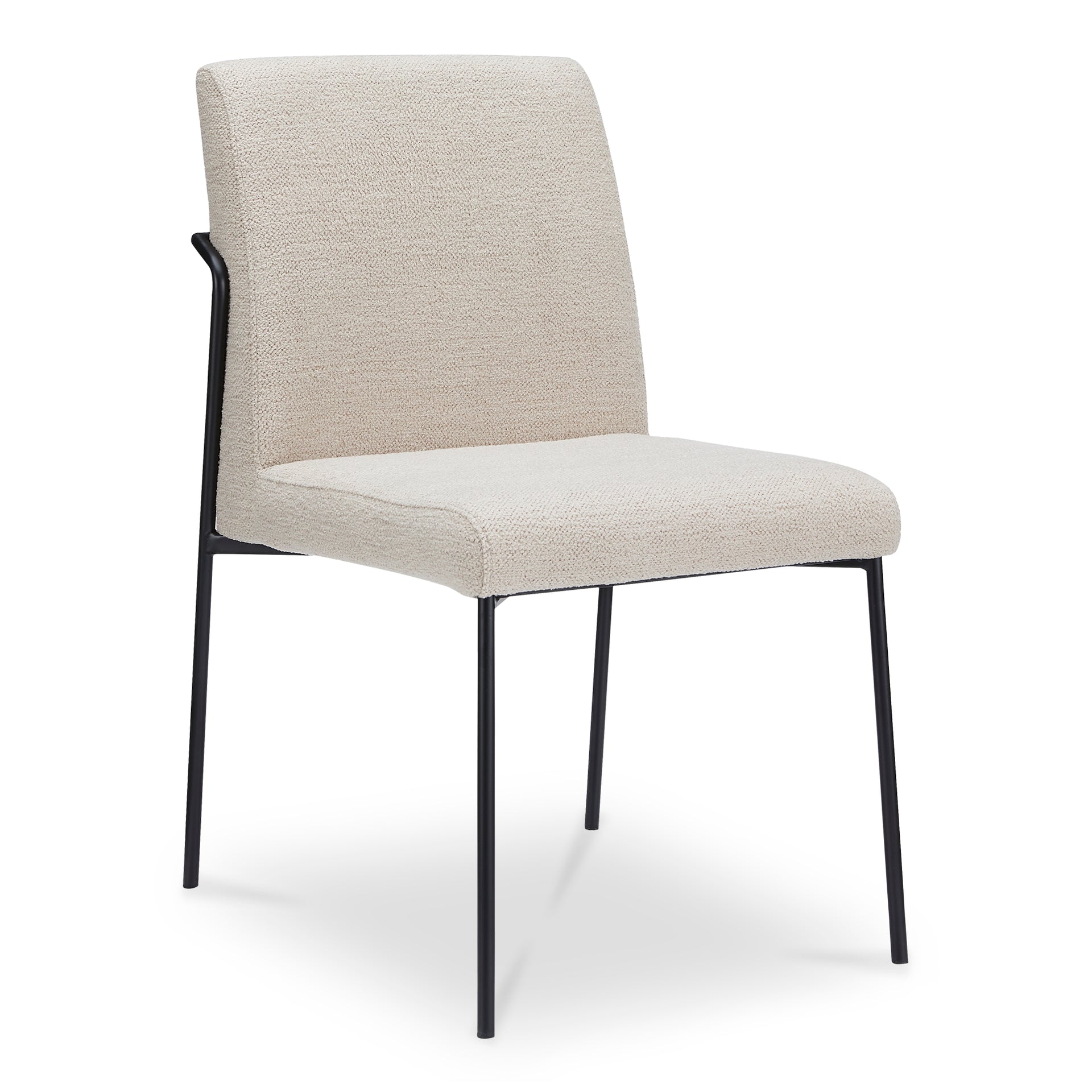 Soryn Dining Chair, Curved Metal Frame, Foam Cushioned Seat and Back, Ivory Upholstery - Set of 2