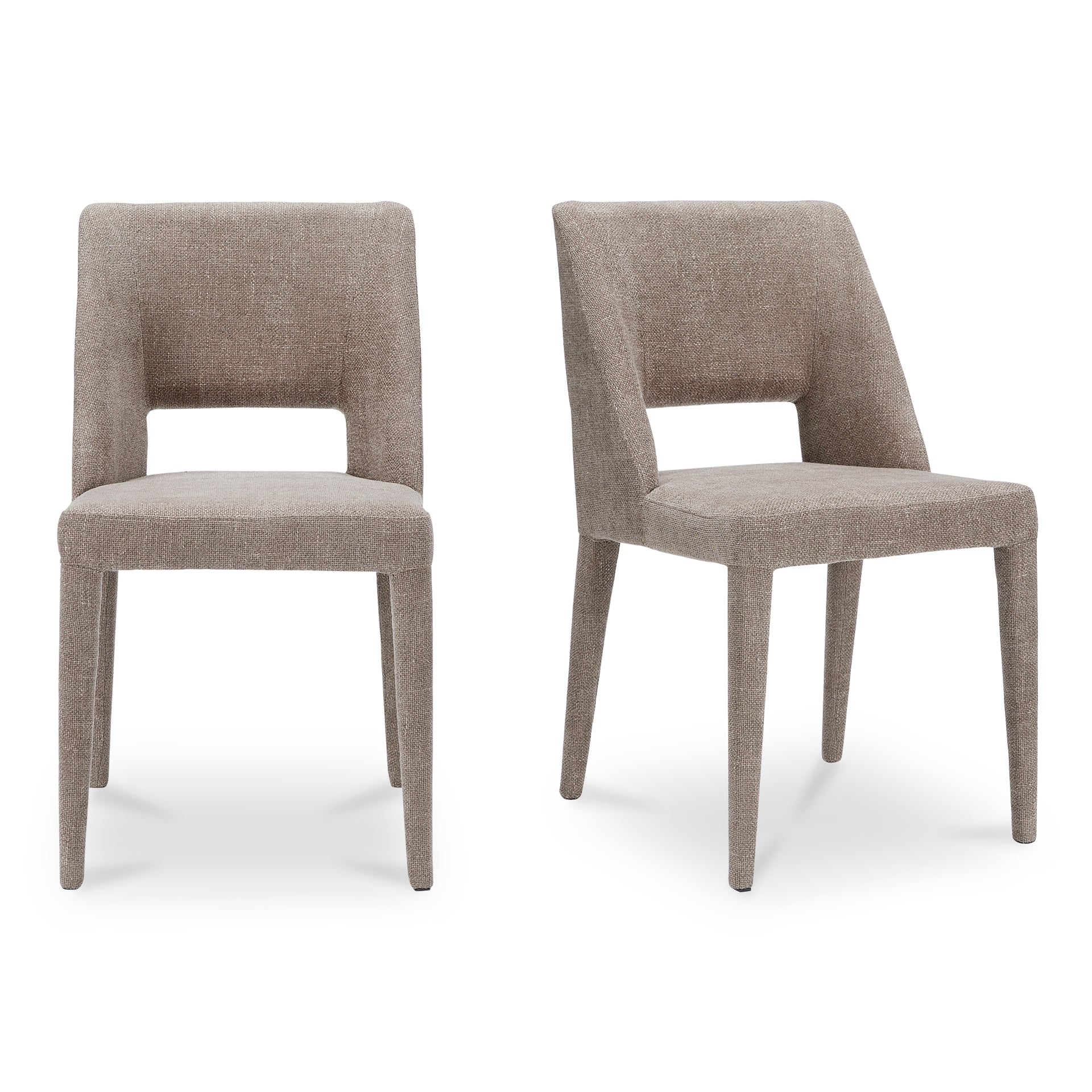 Varekian Dining Chair, Fully Upholstered, Metal Frame, Rounded Carved Back, Light Brown - Set of 2
