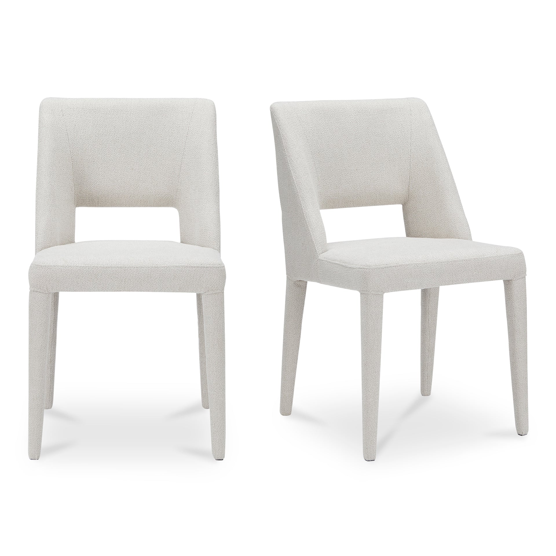 Varekian Dining Chair, Fully Upholstered, Metal Frame, Rounded Carved Back, Beige - Set of 2