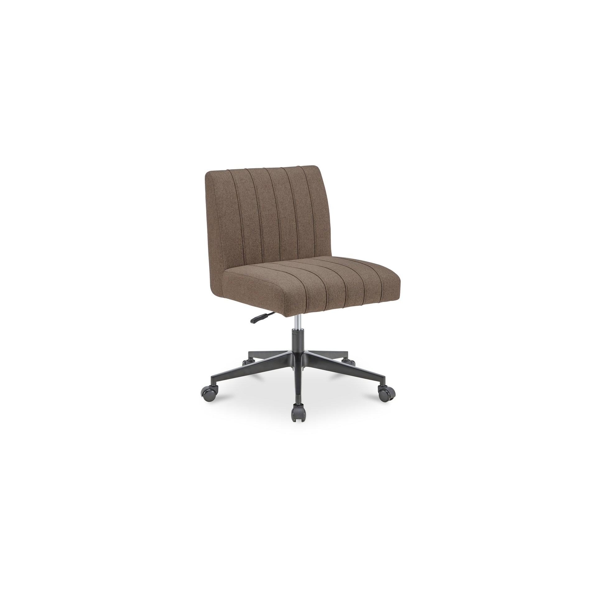 Corvin Office Chair, Polyester Upholstery with Channel-Tufted Back, Swivel, Light Brown