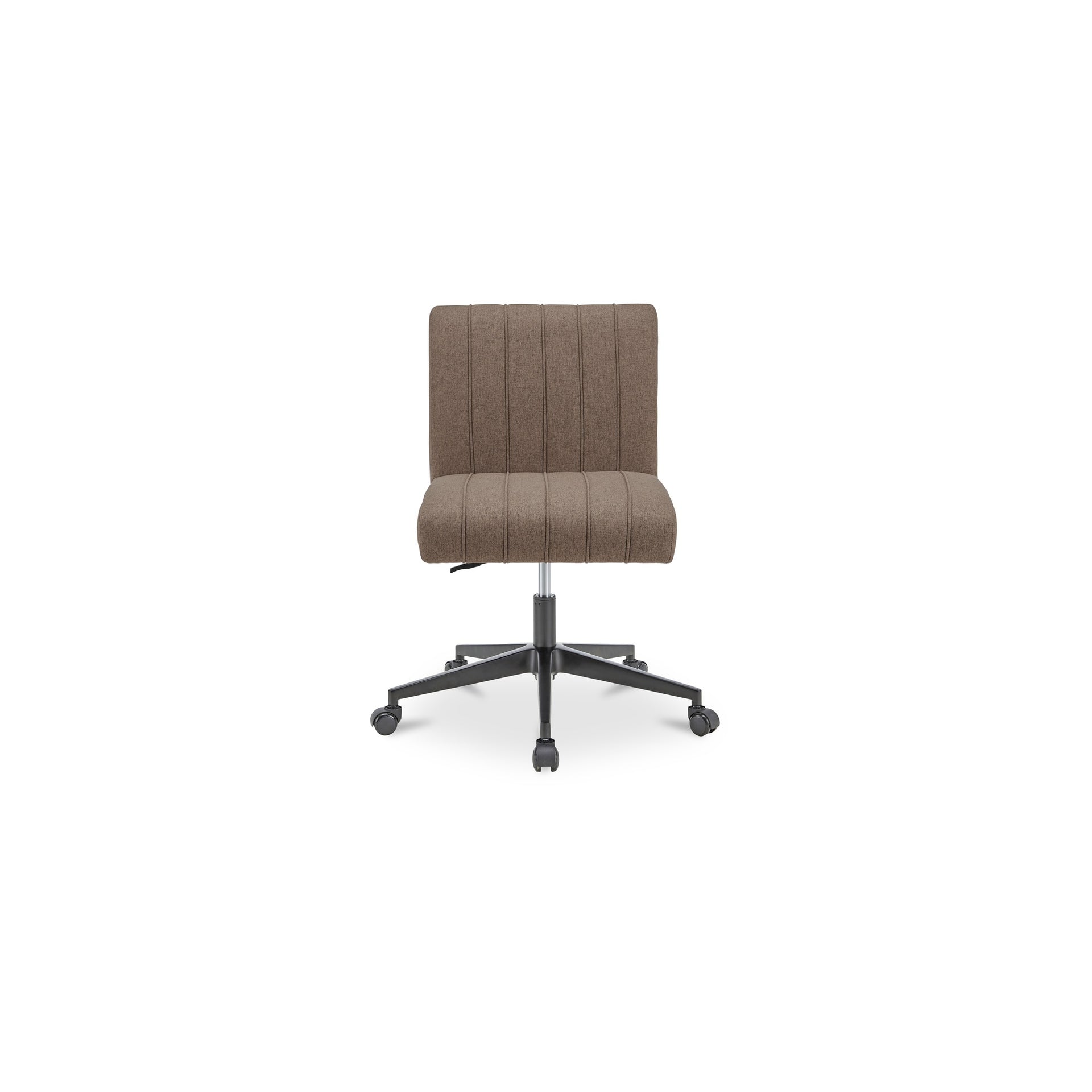 Corvin Office Chair, Polyester Upholstery with Channel-Tufted Back, Swivel, Light Brown