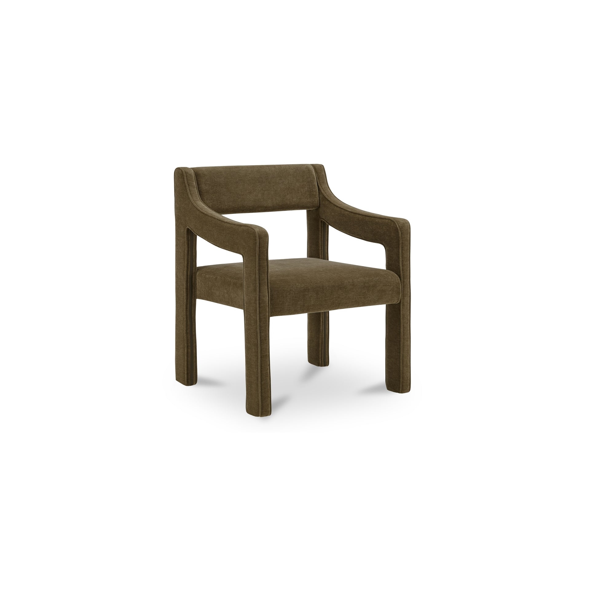 Merel Dining Chair, Polyester Fabric, Iron Frame, Cushioned Seat, Water Resistant, Cedar Green