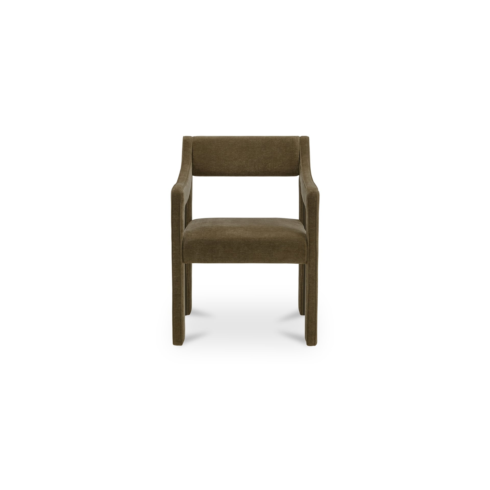 Merel Dining Chair, Polyester Fabric, Iron Frame, Cushioned Seat, Water Resistant, Cedar Green