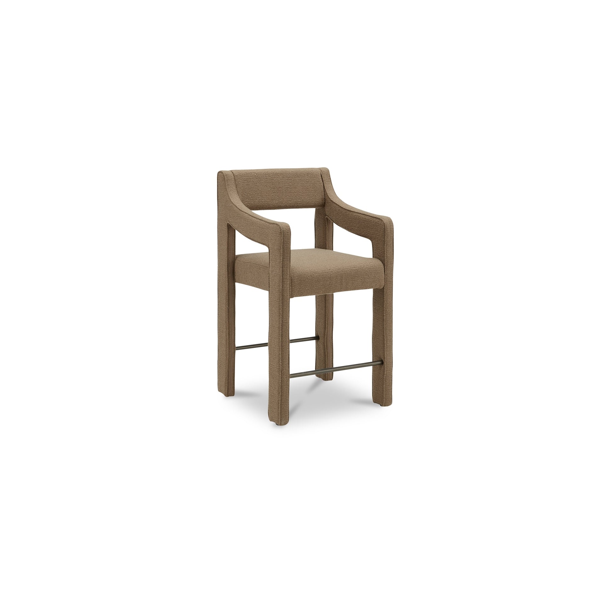 Merel Counter Stool, Upholstered Polyester with Iron Frame, Ochre