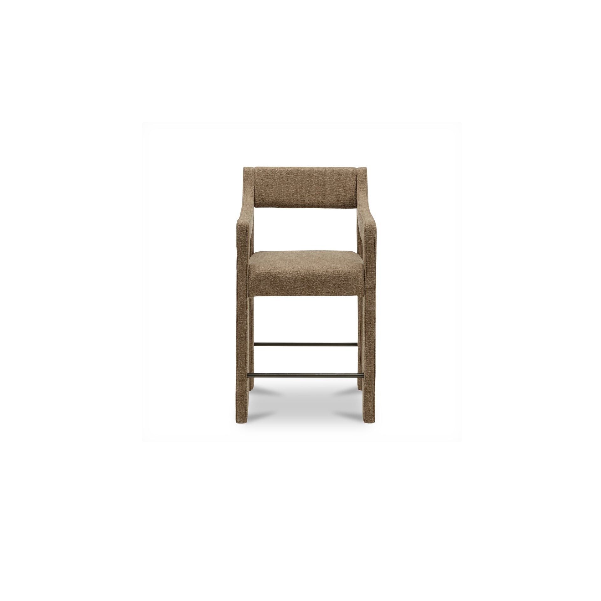 Merel Counter Stool, Upholstered Polyester with Iron Frame, Ochre