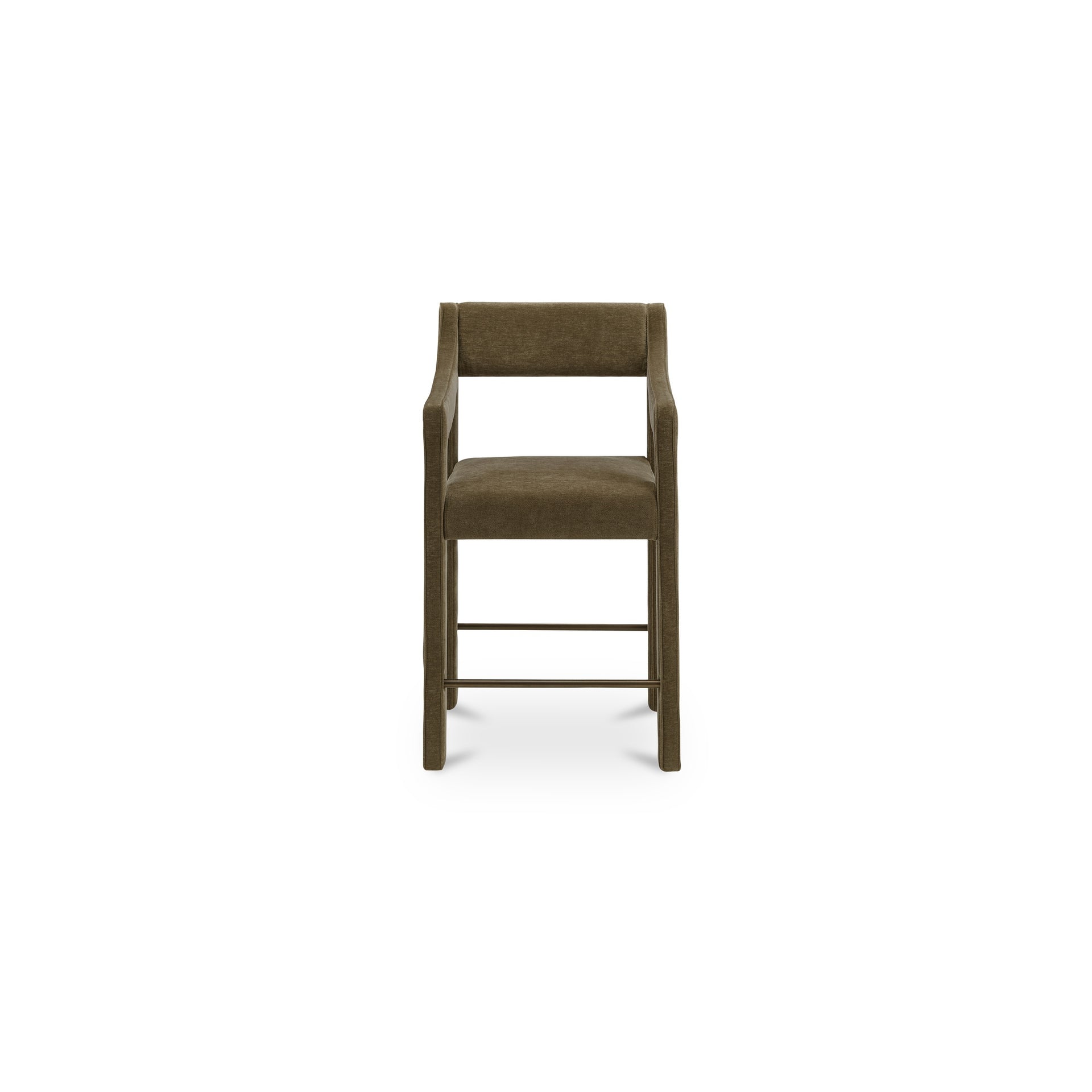 Merel Counter Stool, Upholstered Polyester with Iron Frame, Cedar Green