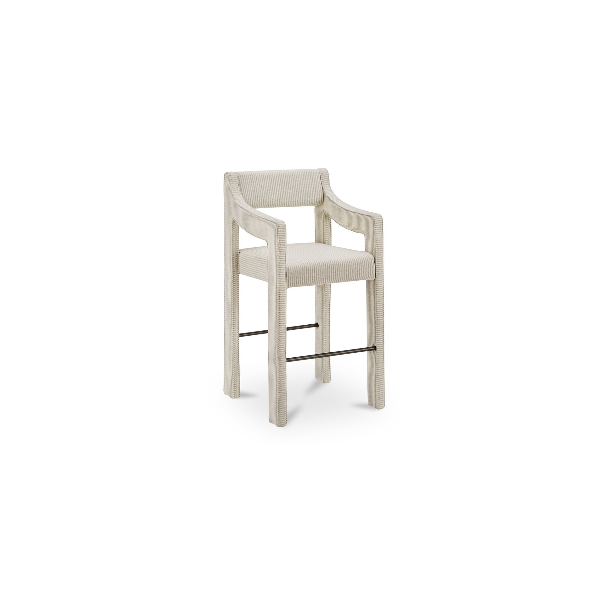Merel Counter Stool, Upholstered Polyester with Iron Frame, Stripe