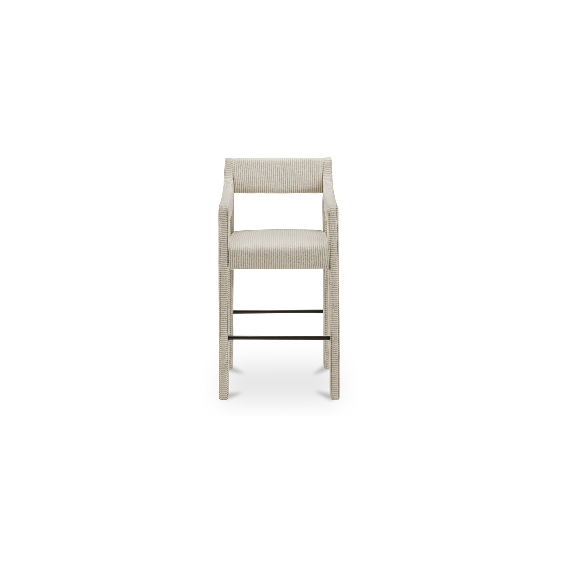 Merel Counter Stool, Upholstered Polyester with Iron Frame, Stripe