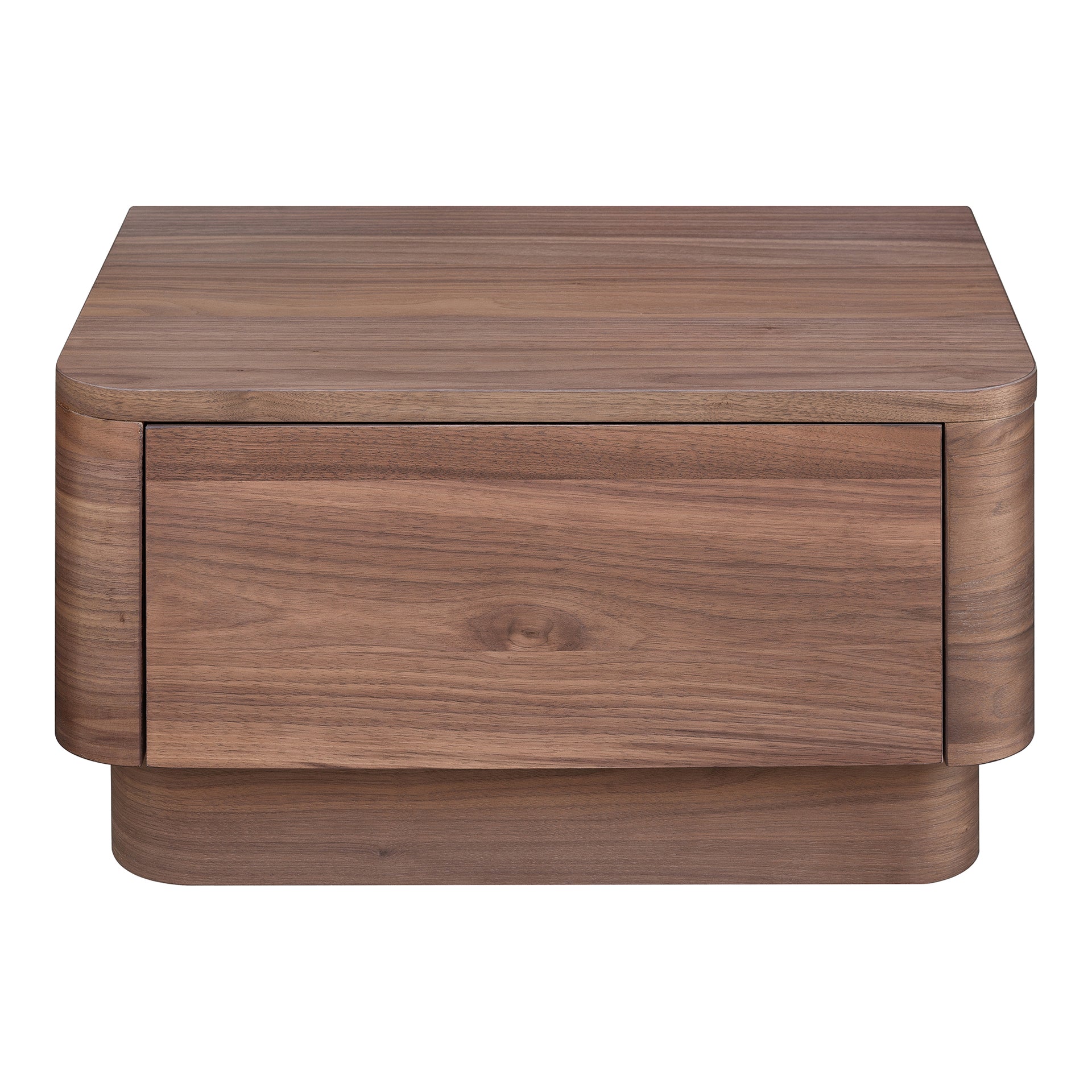 Odette Nightstand, Single Drawer with Walnut and Oak Veneer Construction, Scandinavian Design, Soft-Close Glide, Brown