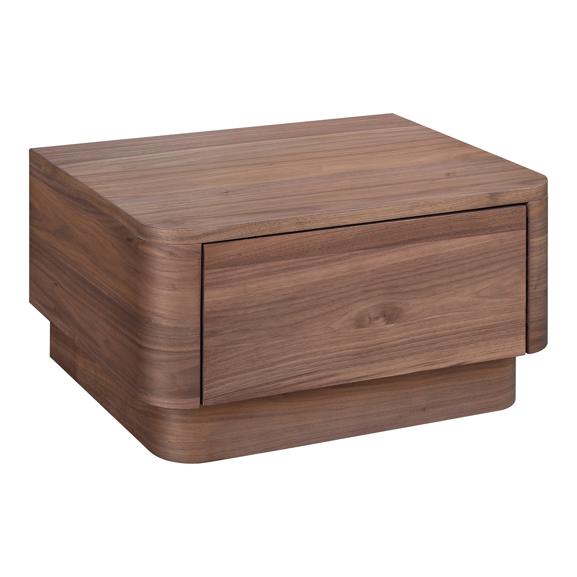 Odette Nightstand, Single Drawer with Walnut and Oak Veneer Construction, Scandinavian Design, Soft-Close Glide, Brown