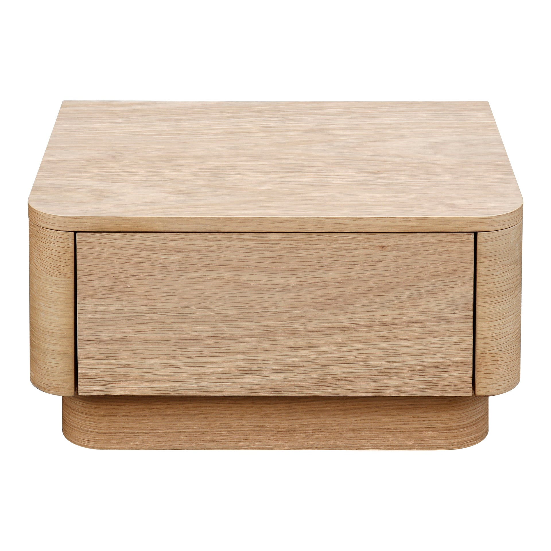 Odette Nightstand, Single Drawer with Walnut and Oak Veneer Construction, Scandinavian Design, Soft-Close Glide, Light Brown