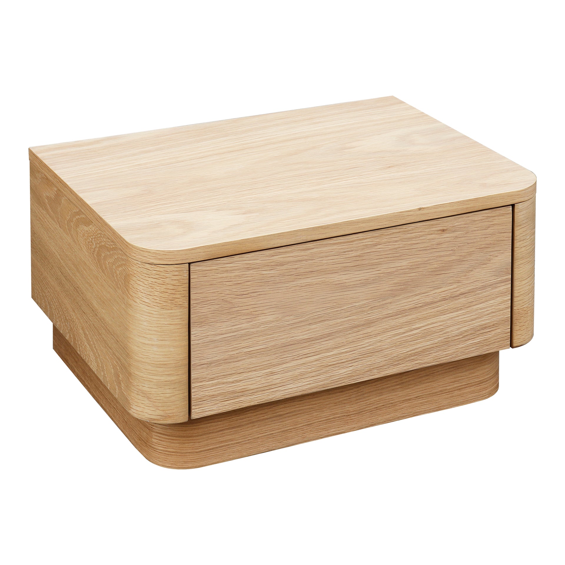 Odette Nightstand, Single Drawer with Walnut and Oak Veneer Construction, Scandinavian Design, Soft-Close Glide, Light Brown