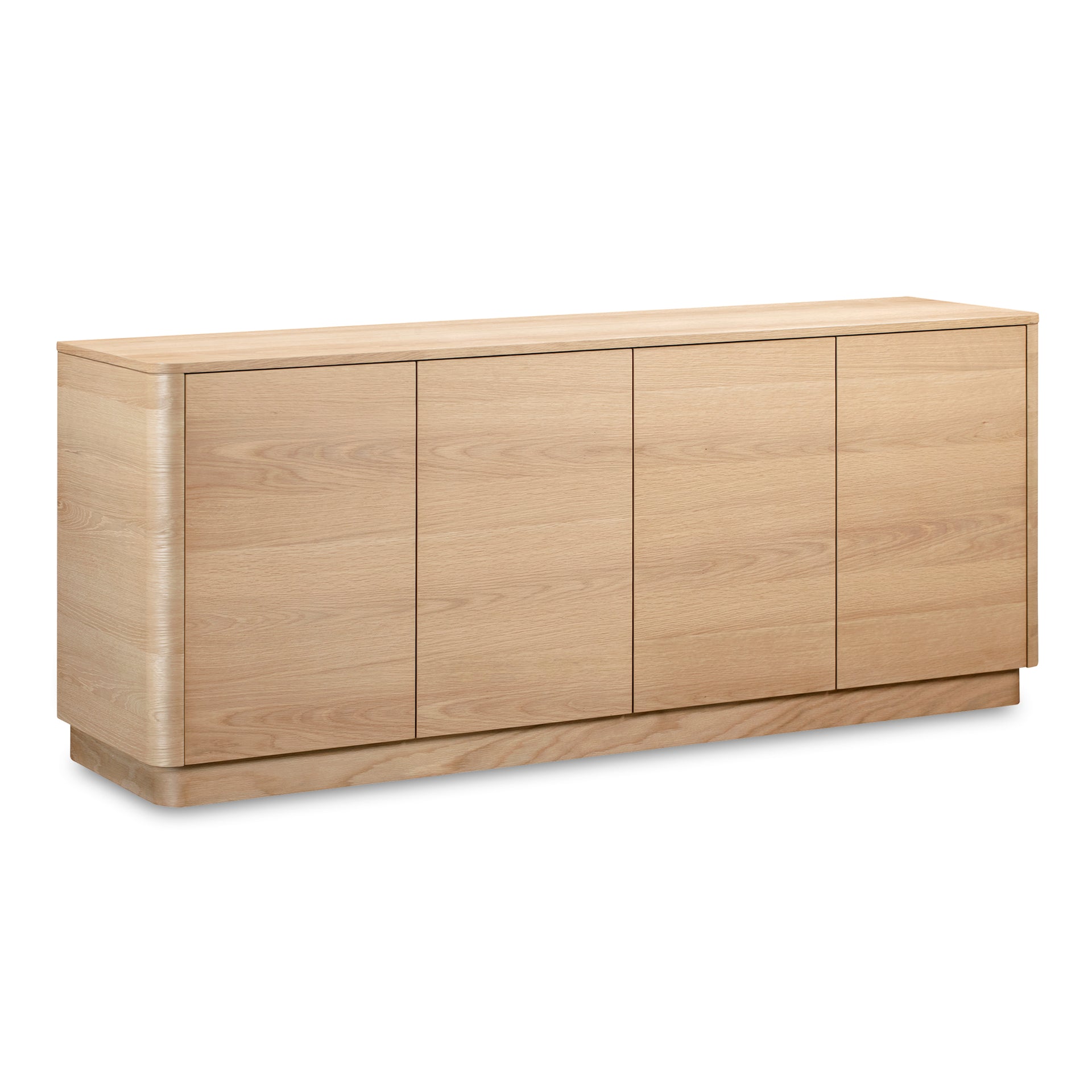 Odette Sideboard, Rectangular Walnut Veneer with Rubber Wood Base, Scandinavian Design, 3 Doors, 2 Drawers, Natural Finish